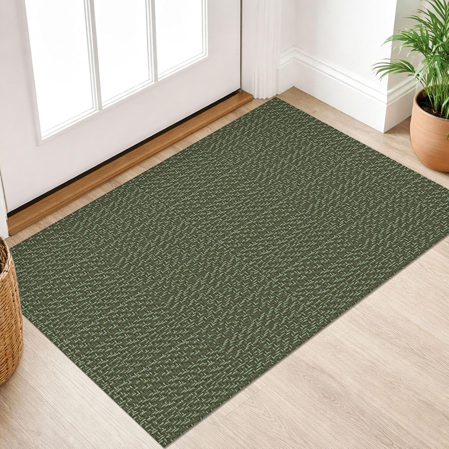 IOHOUZE Small Area Rug 2x3 Washable Woven Rugs for Entryway Non Slip Rubber Backed Kitchen Rugs Indoor Outdoor Doormat Throw Rug Floor Carpet for Entrance Front Door, Orange/Tan/Brown