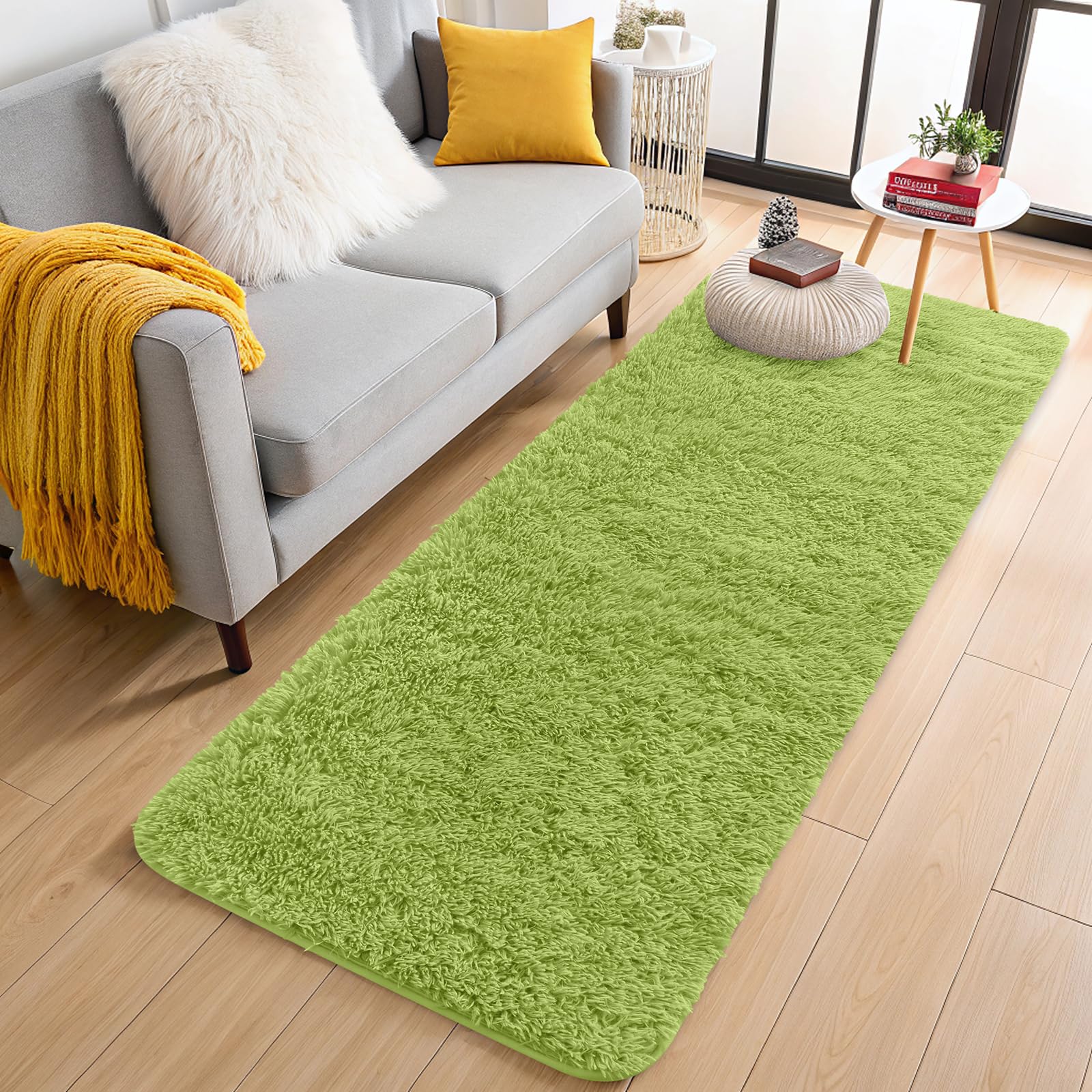 OLANLY Area Rugs for Living Room Bedroom, Machine Washable 4x5.9 ft Soft Fluffy Shaggy Bedside Rug, Indoor Floor Carpet for Kids Girls and Boys, Dorms, Nursery Rooms, Home Decor Aesthetic, Grey