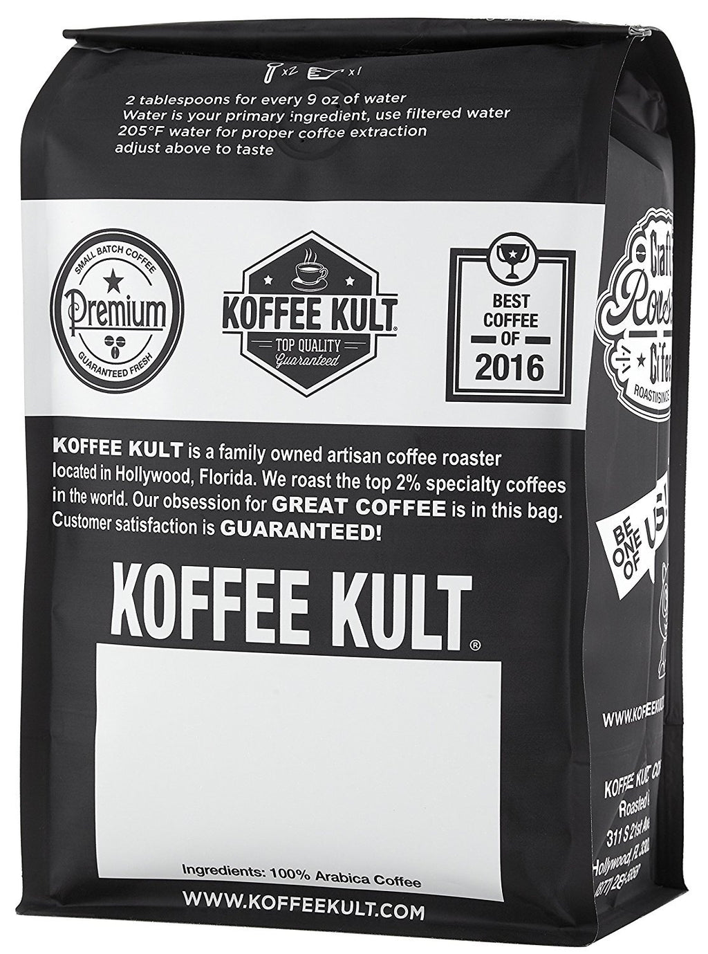 Koffee Kult Dark Roast Whole Bean Coffee - Small Batch 100% Arabica Gourmet Blend, Smooth and Well Balanced Artisan Roasted in 32oz Resealable Package