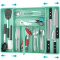 Simple Houseware Expandable & Adjustable Cutlery Drawer Organizer - Large Utensil and Flatware Tray for Kitchen Drawers, White