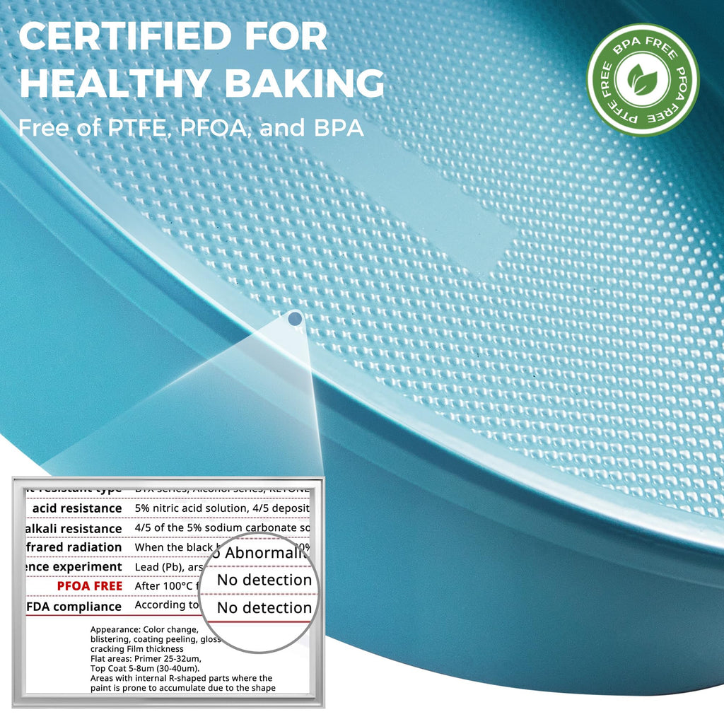 HONGBAKE Nonstick Ceramic 9 Inch Round Cake Pan Set of 2, Heavy-Duty Aluminized Steel round cake pans with Diamond Texture, Non-Toxic Cake Molds, Cake Pans Sets for Baking Cheesecake, Cream