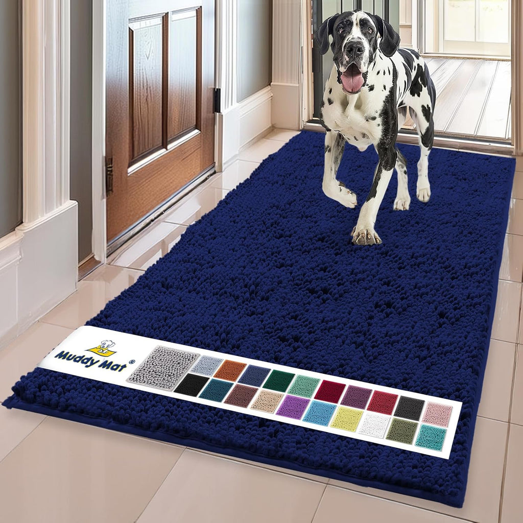Muddy Mat® | Super Absorbent Door Mat Indoor, Microfiber Quick Dry Chenille Entryway Rug, Non-Slip Front Door Mat, Indoor Mats for Entryway, Machine Washable Pet Rug, Grey 30"x19"