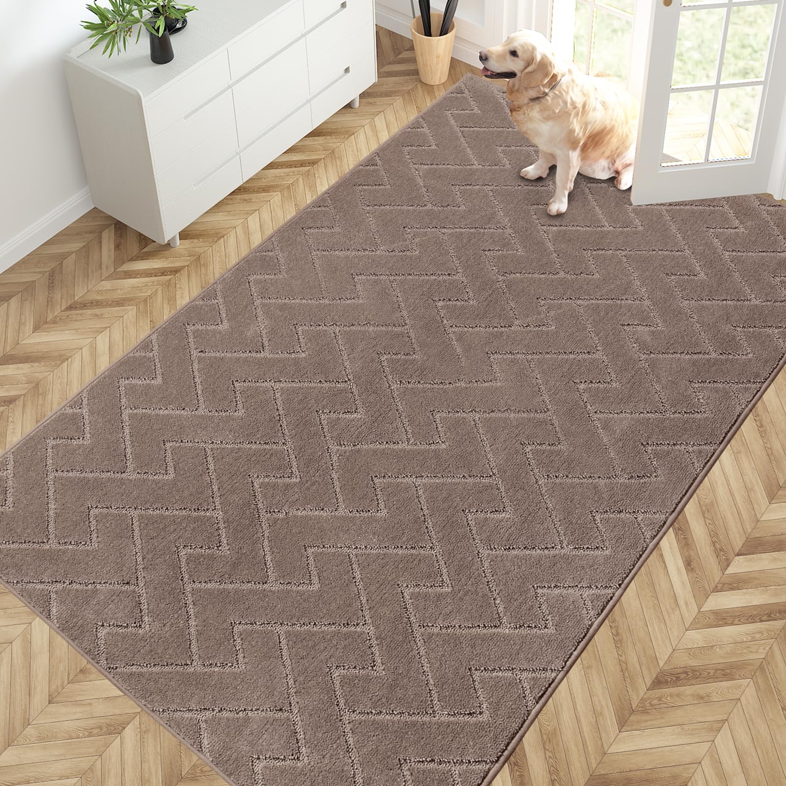 PURRUGS Dirt Trapping Door Mat 20" x 31.5", Non-Slip Machine Washable Entry Rug, Dog Doormat, Indoor Front Door Mat, Super Absorbent Entryway Rug for Muddy Shoes & Paws, Taupe