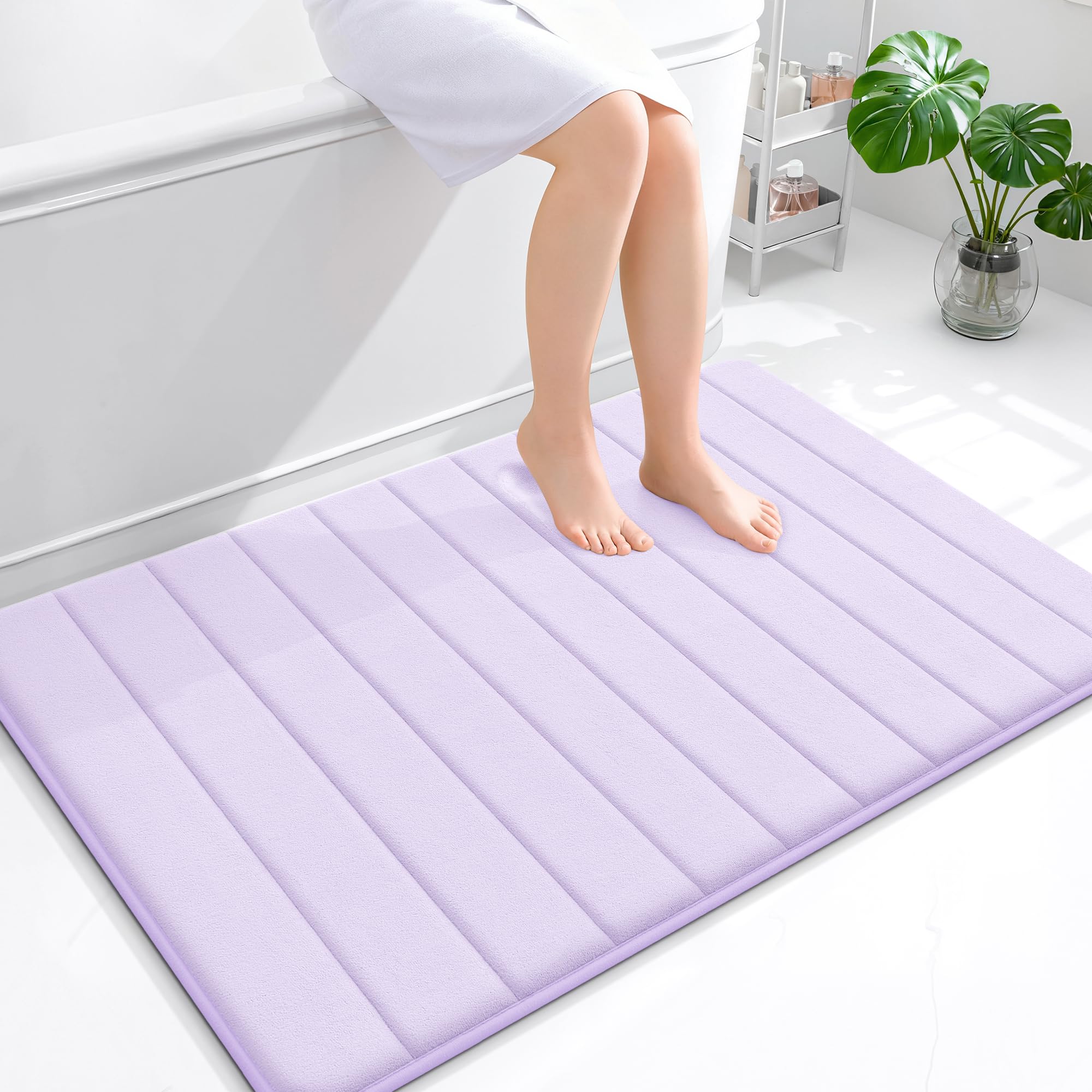 OLANLY Memory Foam Bath Mat 30x20, Super Soft Absorbent Bathroom Rugs, Quick Dry, Machine Washable Shower Floor Rugs, Bathmat Carpet, Bathroom Home Decor Accessories, Grey