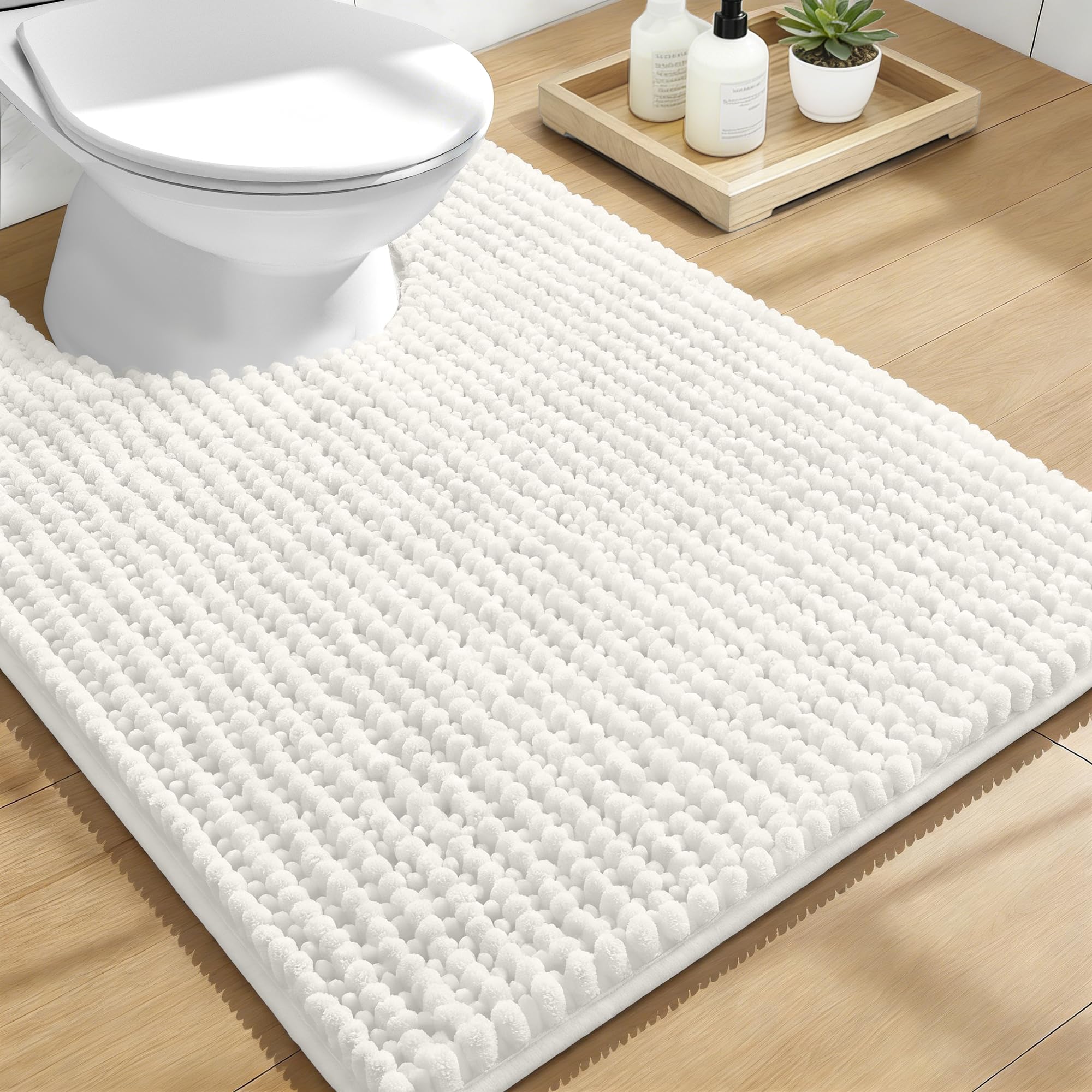 OLANLY Thick Bathroom Rugs 30x20, Extra Soft Absorbent Chenille Bath Rugs, Rubber Backing, Machine Wash Dry, Bath Mats for Bathroom Floor, Tub and Shower, Home Decor Accessories, Grey