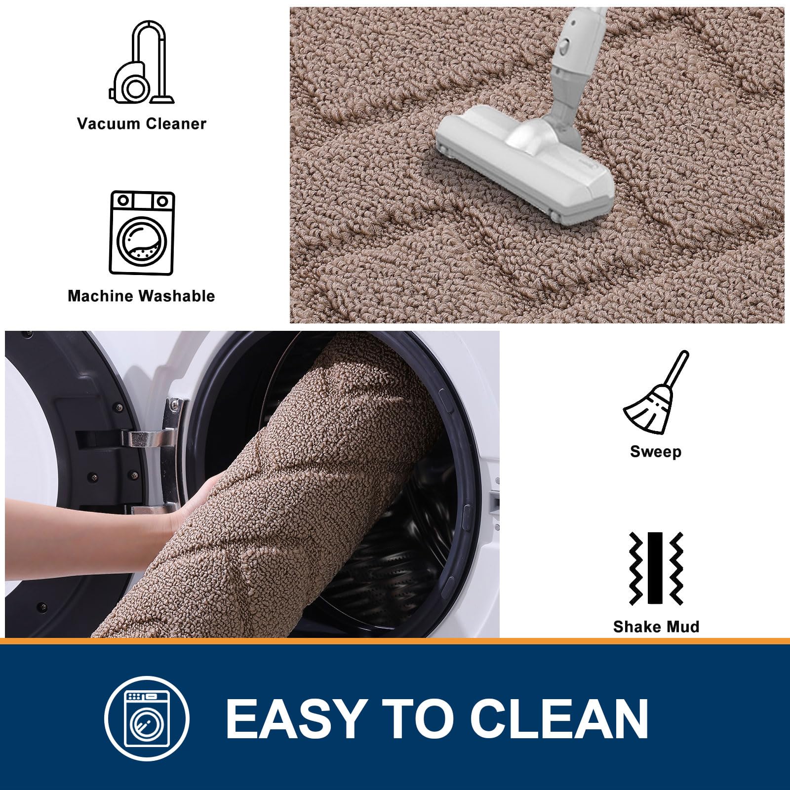 OLANLY Indoor Door Mat, 32x20, Dirt Resistant and Absorbent, Sturdy Non-Slip Rubber Backing, Easy to Clean, Washable Low-Profile Doormat for Entryway, Grey