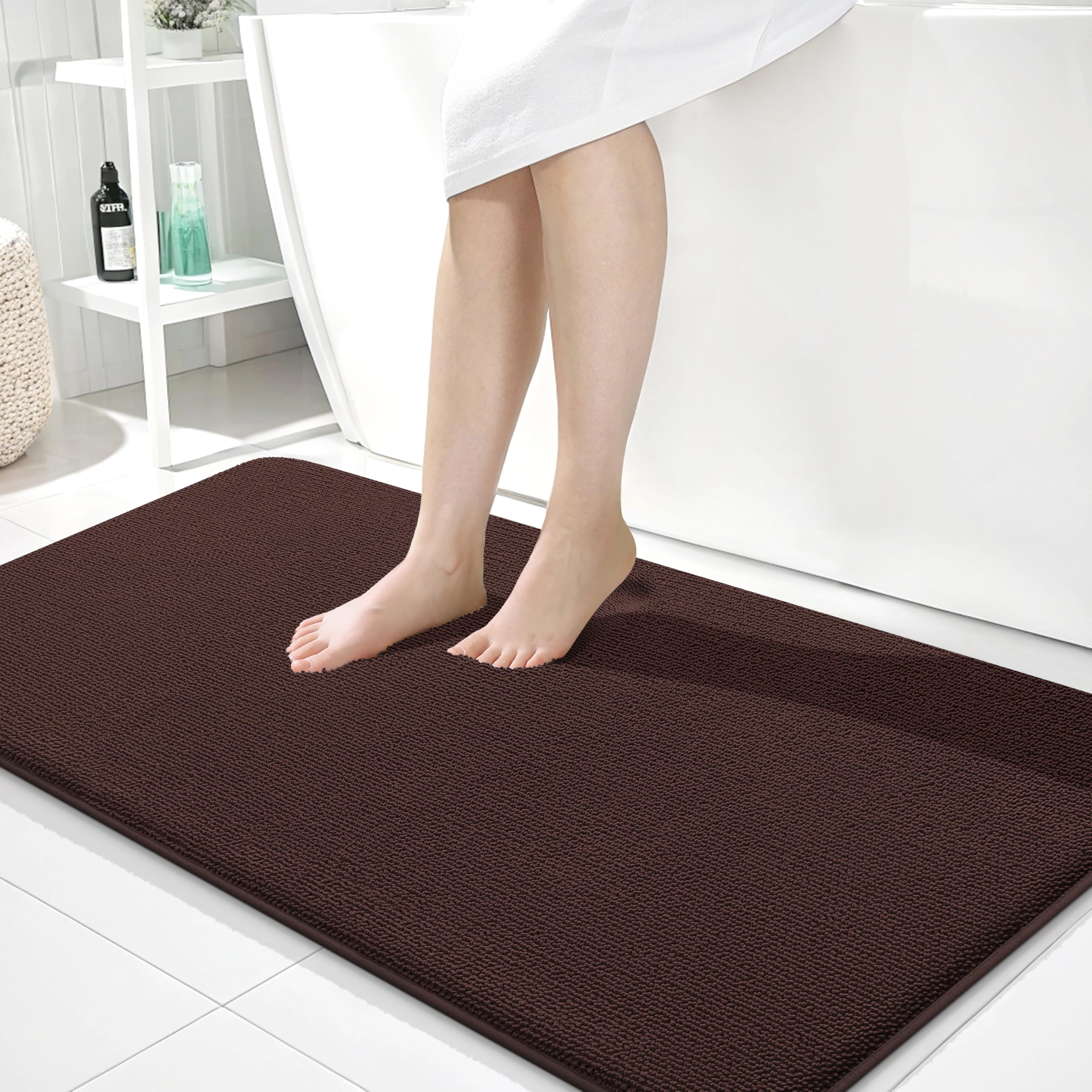 OLANLY Thick Memory Foam Bath Mat Rug 30x20, Extra Soft Absorbent Bathroom Rugs, Quick Dry Bath Mats, Non-Slip, Machine Washable Carpet for Bathroom, Tub and Shower, Home Decor Accessories, Grey