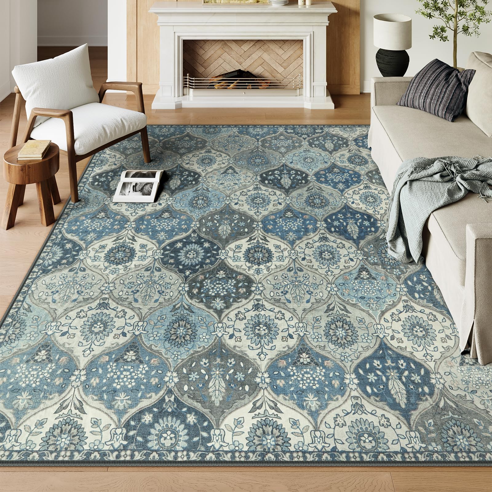 Lahome Moroccan Trellis Washable Rug, 2x3 Kitchen Rugs for Entryway Bathroom, Non-Slip Indoor Door Mat Ultra-Thin, Small Oriental Throw Carpet for Bedroom Entry Elise, Cream/Multi
