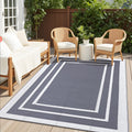 OLANLY Outdoor Rug 5x8 ft Waterproof, Reversible Outdoor Plastic Straw Rug, RV Mat, Indoor Outdoor Carpet Clearance for Patio, Camping, Balcony, Deck, Backyard, Grey & White