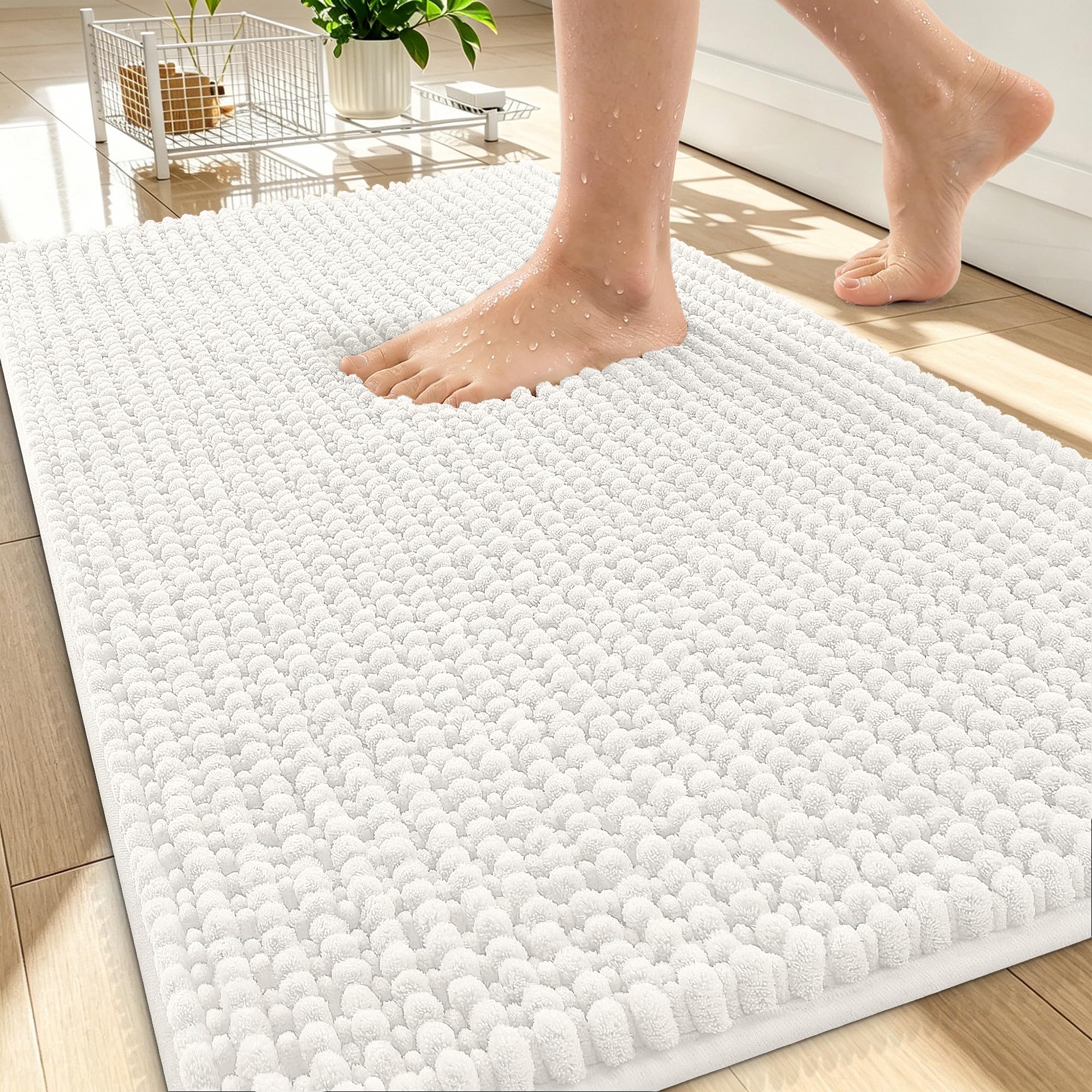 OLANLY Thick Bathroom Rugs 30x20, Extra Soft Absorbent Chenille Bath Rugs, Rubber Backing, Machine Wash Dry, Bath Mats for Bathroom Floor, Tub and Shower, Home Decor Accessories, Grey