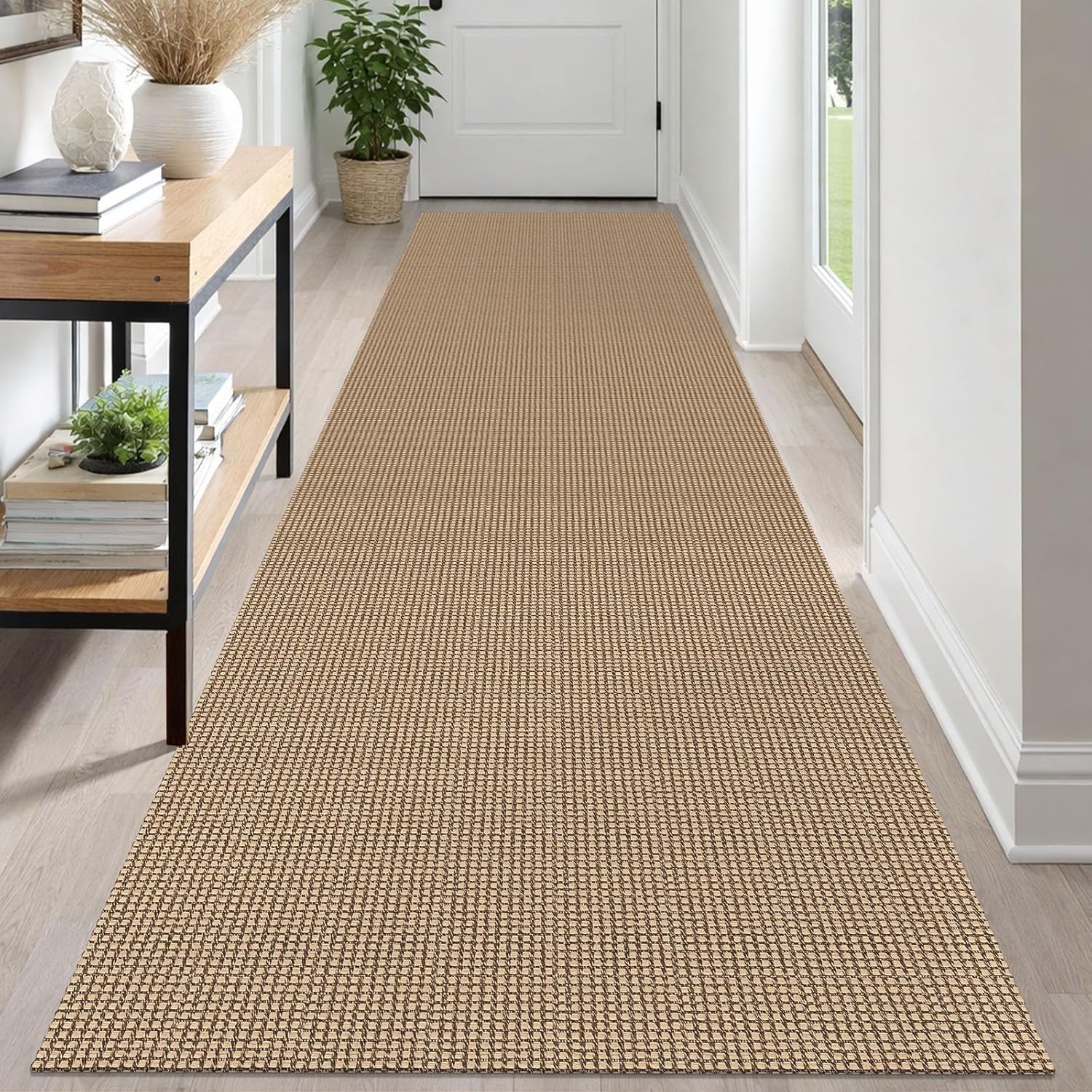 IOHOUZE Small Area Rug 2x3 Washable Woven Rugs for Entryway Non Slip Rubber Backed Kitchen Rugs Indoor Outdoor Doormat Throw Rug Floor Carpet for Entrance Front Door, Orange/Tan/Brown