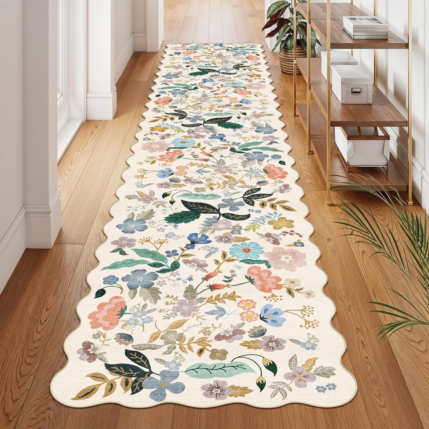 Washable 2x3 Entryway Area Rug - Neutral Kitchen Rug Runner Vintage Soft Floor Mat Non Slip Indoor Farmhouse Carpet for Bathroom Living Room Bedroom (2 X 3, Beige)