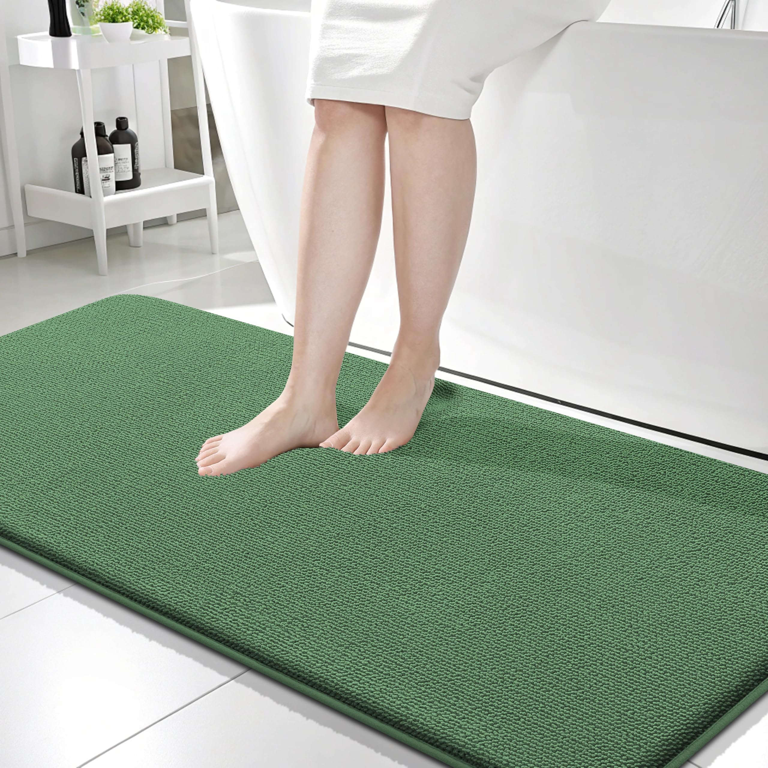 OLANLY Thick Memory Foam Bath Mat Rug 30x20, Extra Soft Absorbent Bathroom Rugs, Quick Dry Bath Mats, Non-Slip, Machine Washable Carpet for Bathroom, Tub and Shower, Home Decor Accessories, Grey