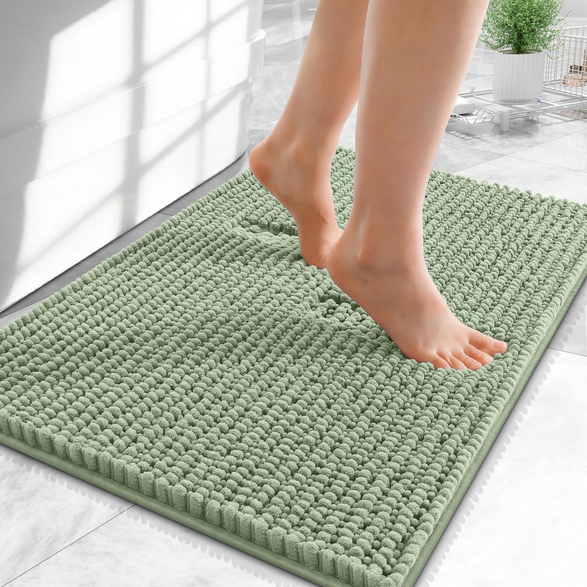 OLANLY Thick Bathroom Rugs 30x20, Extra Soft Absorbent Chenille Bath Rugs, Rubber Backing, Machine Wash Dry, Bath Mats for Bathroom Floor, Tub and Shower, Home Decor Accessories, Grey