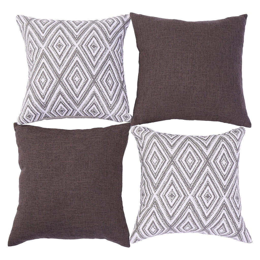 HPUK Decorative Throw Pillow Covers Set of 4 Square Couch Pillows Linen Cushion Cover for Couch Sofa Living Room, 18"x18" inches, Blue