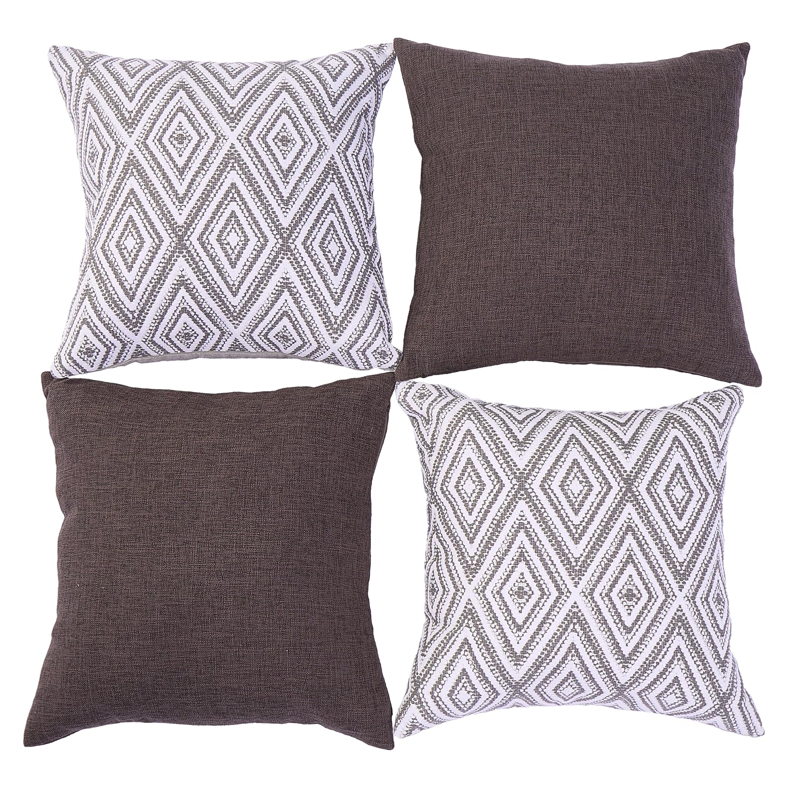 HPUK Decorative Throw Pillow Covers Set of 4 Square Couch Pillows Linen Cushion Cover for Couch Sofa Living Room, 18"x18" inches, Blue