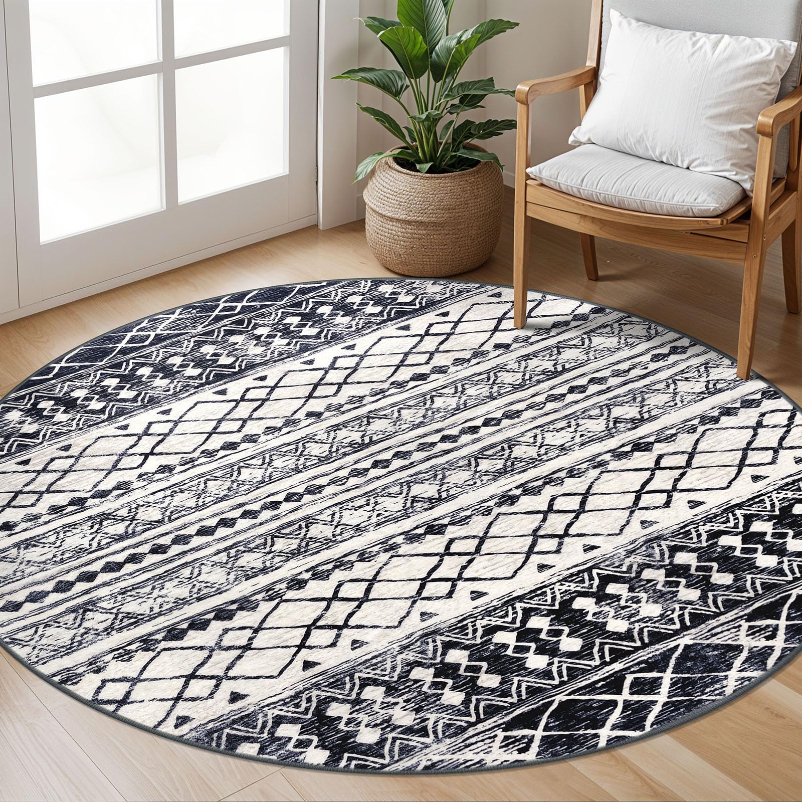 KUTA Washable Non-Slip Rugs for Entryway 2x3, Grey Moroccan Boho Small Area Rug, Ultra Soft Vintage Geometric Low-Pile Indoor Door Mat Floor Carpet for Indoor, Entrance, Kitchen, Bathroom, Bedroom