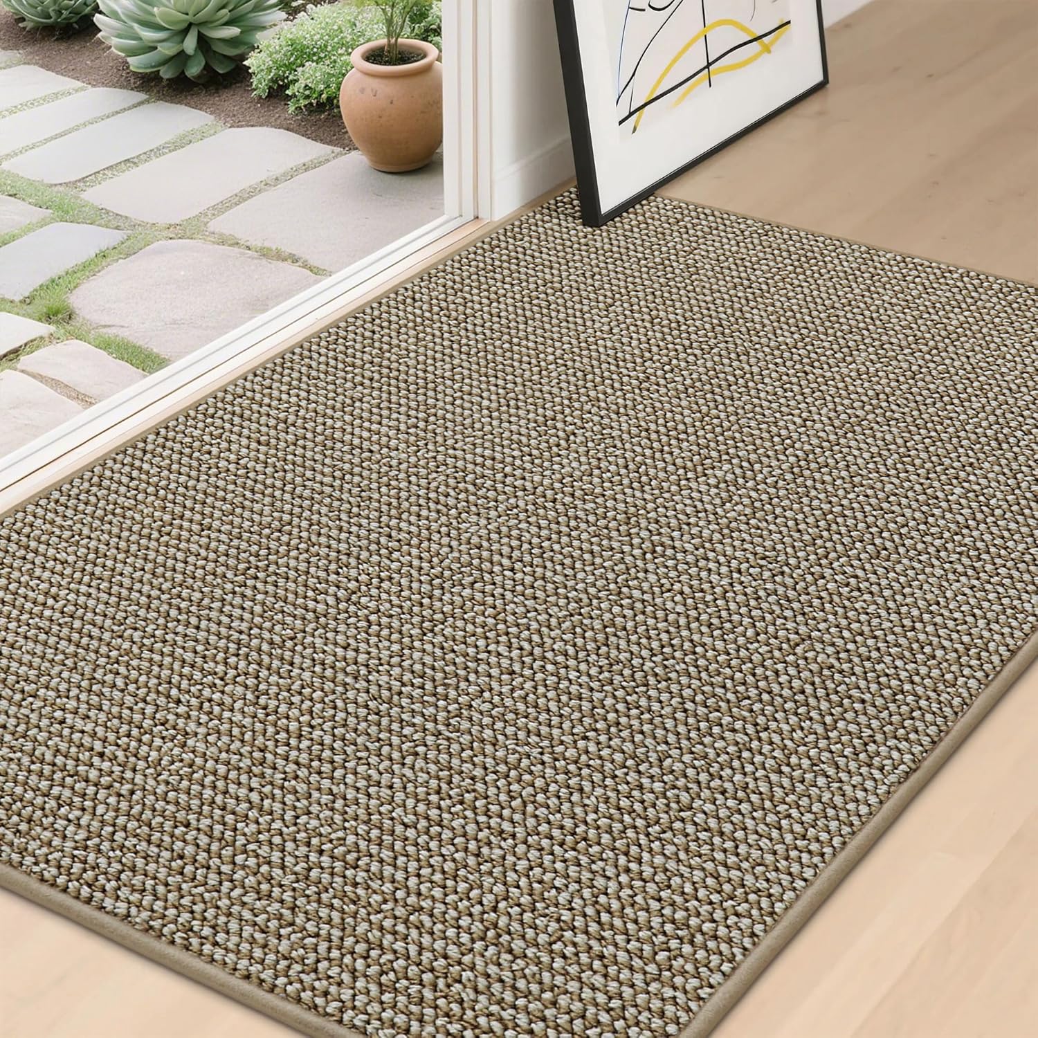 BEQHAUSE Dirt Trapper Door Mat 20" x 32", Non-Slip Washable Doormats Entrance Mat, Dirt Resistant and Absorbent Welcome Mat, Low Profile Floor Mats for Front Back Door and Entryway, Charcoal