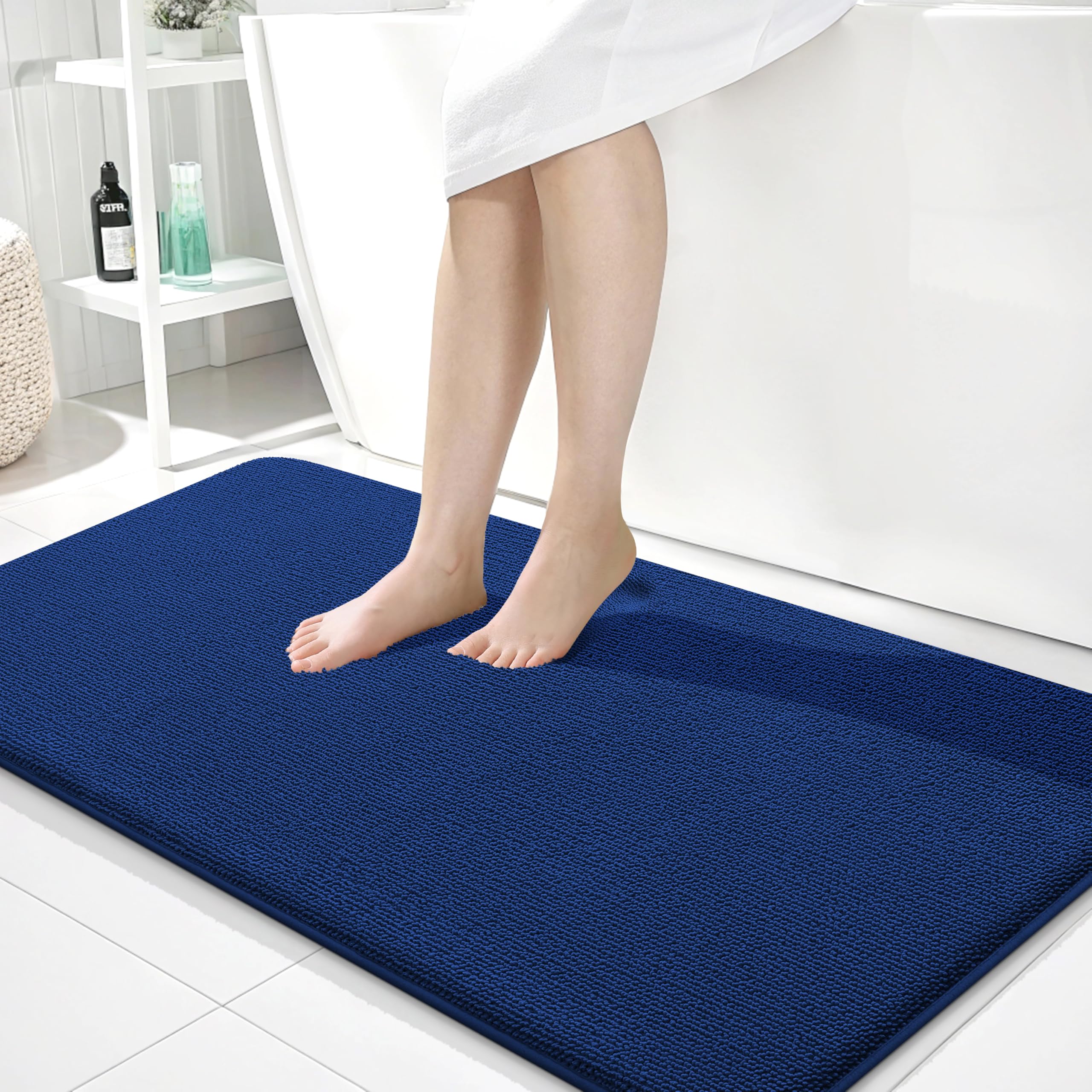 OLANLY Thick Memory Foam Bath Mat Rug 30x20, Extra Soft Absorbent Bathroom Rugs, Quick Dry Bath Mats, Non-Slip, Machine Washable Carpet for Bathroom, Tub and Shower, Home Decor Accessories, Grey