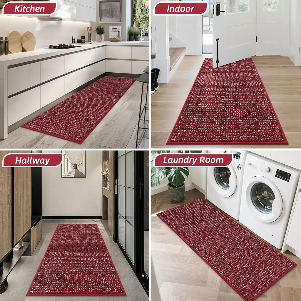 BEQHAUSE Dirt Trapper Door Mat 20" x 32", Non-Slip Washable Doormats Entrance Mat, Dirt Resistant and Absorbent Welcome Mat, Low Profile Floor Mats for Front Back Door and Entryway, Charcoal