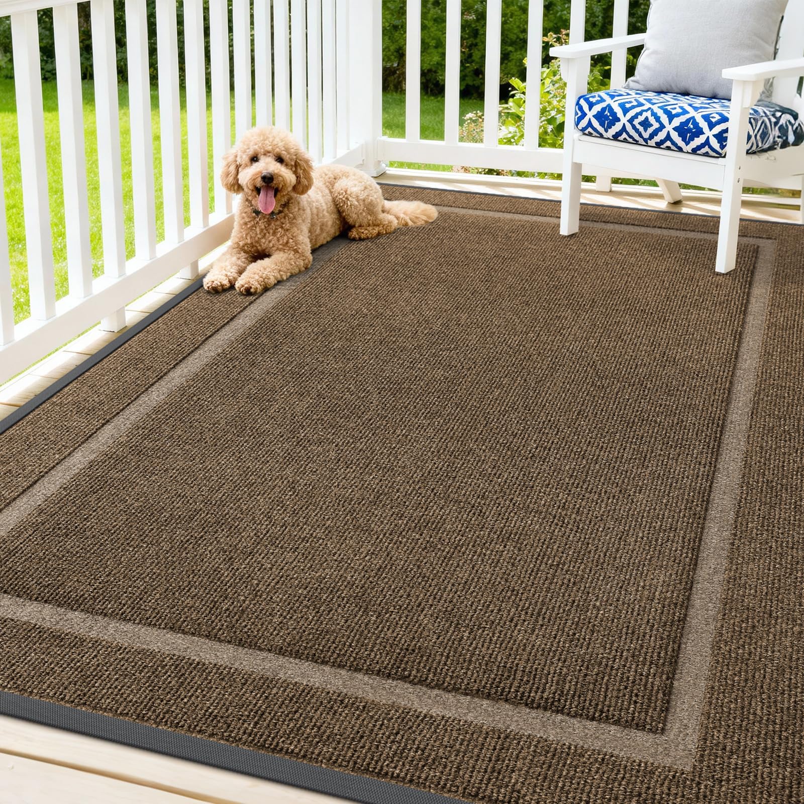 OLANLY Front Door Mat Indoor Outdoor Entrance, Waterproof All-Season, All-Weather Doormat, Sturdy Natural Rubber, Fade Resistant, Low Profile, Easy Clean Patio Porch Entryway Mat, 29.5x17, Black