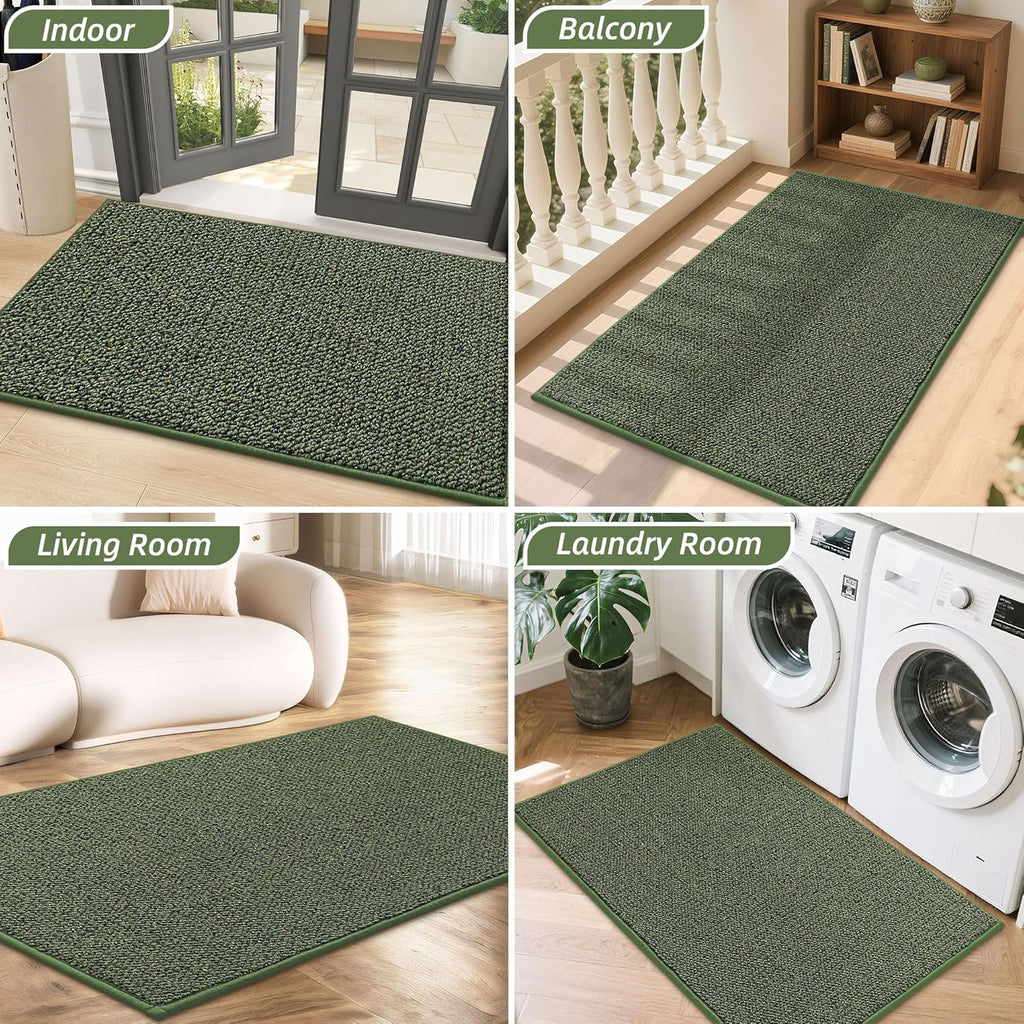 BEQHAUSE Dirt Trapper Door Mat 20" x 32", Non-Slip Washable Doormats Entrance Mat, Dirt Resistant and Absorbent Welcome Mat, Low Profile Floor Mats for Front Back Door and Entryway, Charcoal
