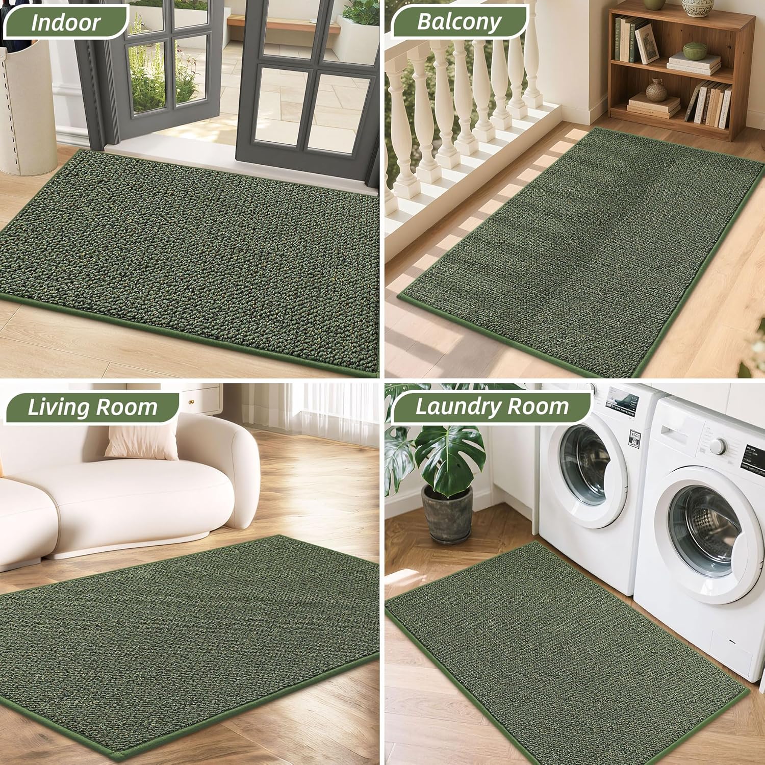BEQHAUSE Dirt Trapper Door Mat 20" x 32", Non-Slip Washable Doormats Entrance Mat, Dirt Resistant and Absorbent Welcome Mat, Low Profile Floor Mats for Front Back Door and Entryway, Charcoal