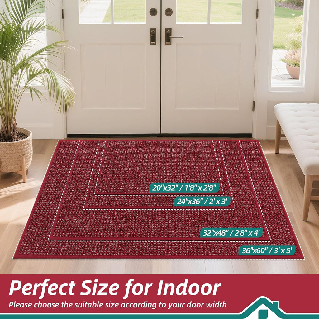 BEQHAUSE Dirt Trapper Door Mat 20" x 32", Non-Slip Washable Doormats Entrance Mat, Dirt Resistant and Absorbent Welcome Mat, Low Profile Floor Mats for Front Back Door and Entryway, Charcoal