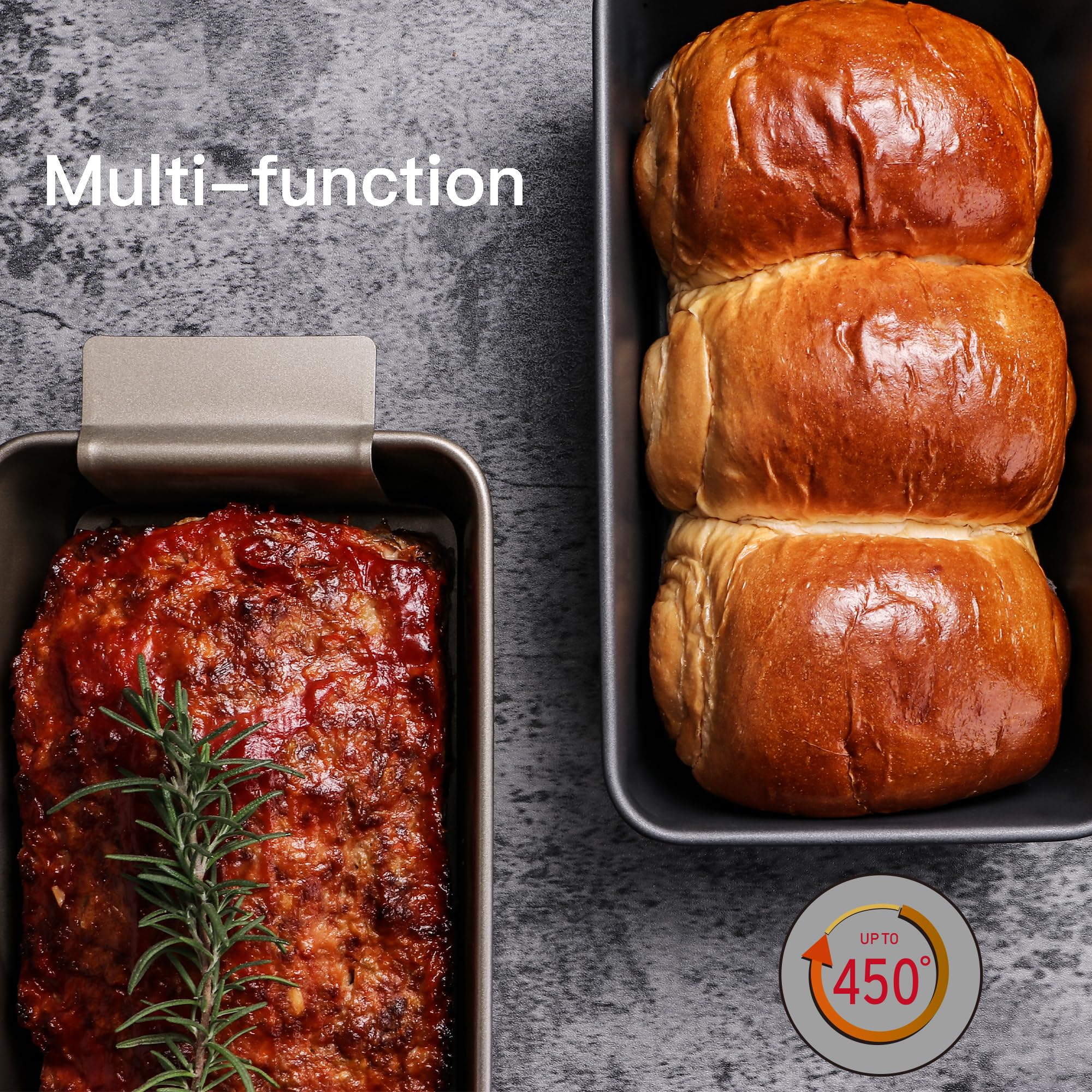 HONGBAKE Meatloaf Pan with Drain Tray, 9 x 5 Inches Loaf Pans with Insert, Nonstick Meat Loaf for Baking, Reduce the Fat and Kick Up the Flavor, Grey