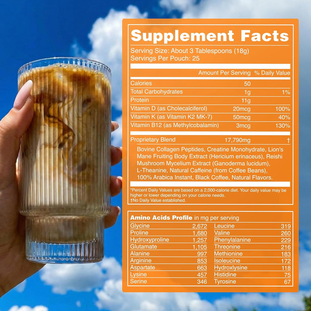 Moment High Protein Mushroom Coffee with Creatine – Zero Sugar, Low Acidity Instant Protein Coffee Powder with Lion’s Mane, Reishi & L-Theanine for Energy, Focus & Mental Clarity-25 Servings