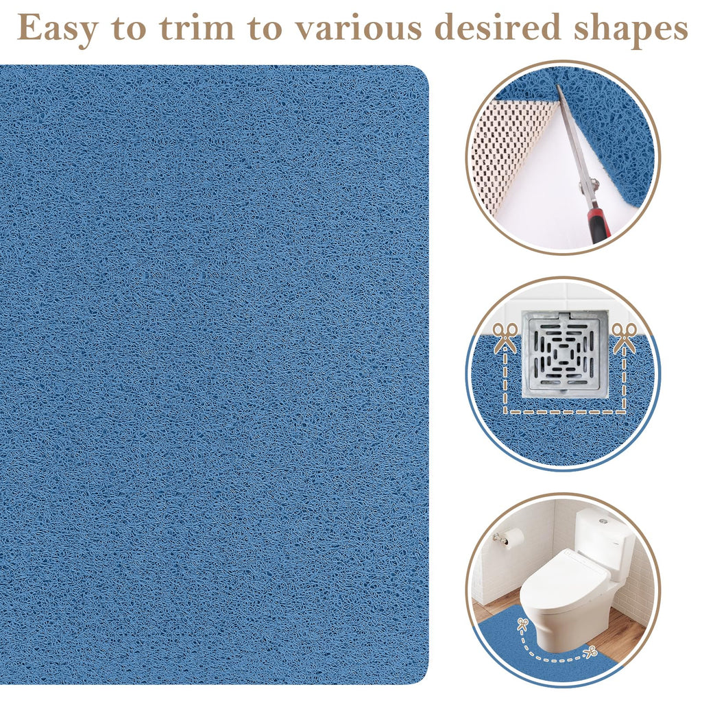 PVC Loofah Shower/Bathtub Mat Non-Slip, 24x16 inch, Soft Tub Mat with Drain, for Tub and Bathroom,Quick Drying,Grey