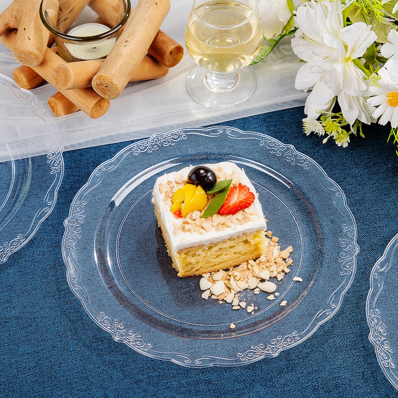 DaYammi 60PCS White Plastic Plates, Heavy Duty White Disposable Plates Premium 10inch Dinner Plates Hard Plastic Plates Disposable for Party Wedding Bridal Shower