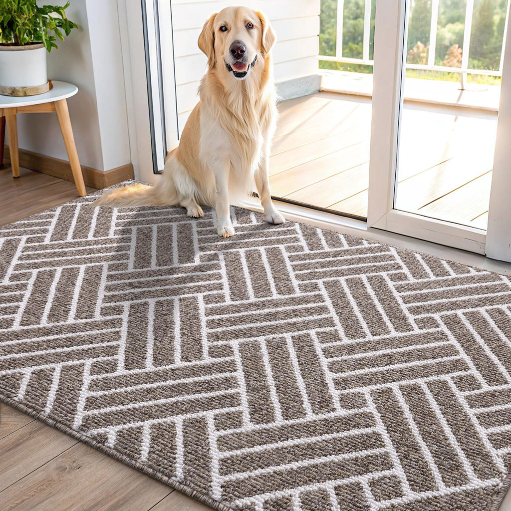 OLANLY Indoor Door Mat, 32x20 Inch, Dirt Resistant and Absorbent, Non-Slip Rubber Backing Floor Mats, Easy Clean Low-Profile Doormat for Entryway, Front Door, and Inside Entrance, Grey