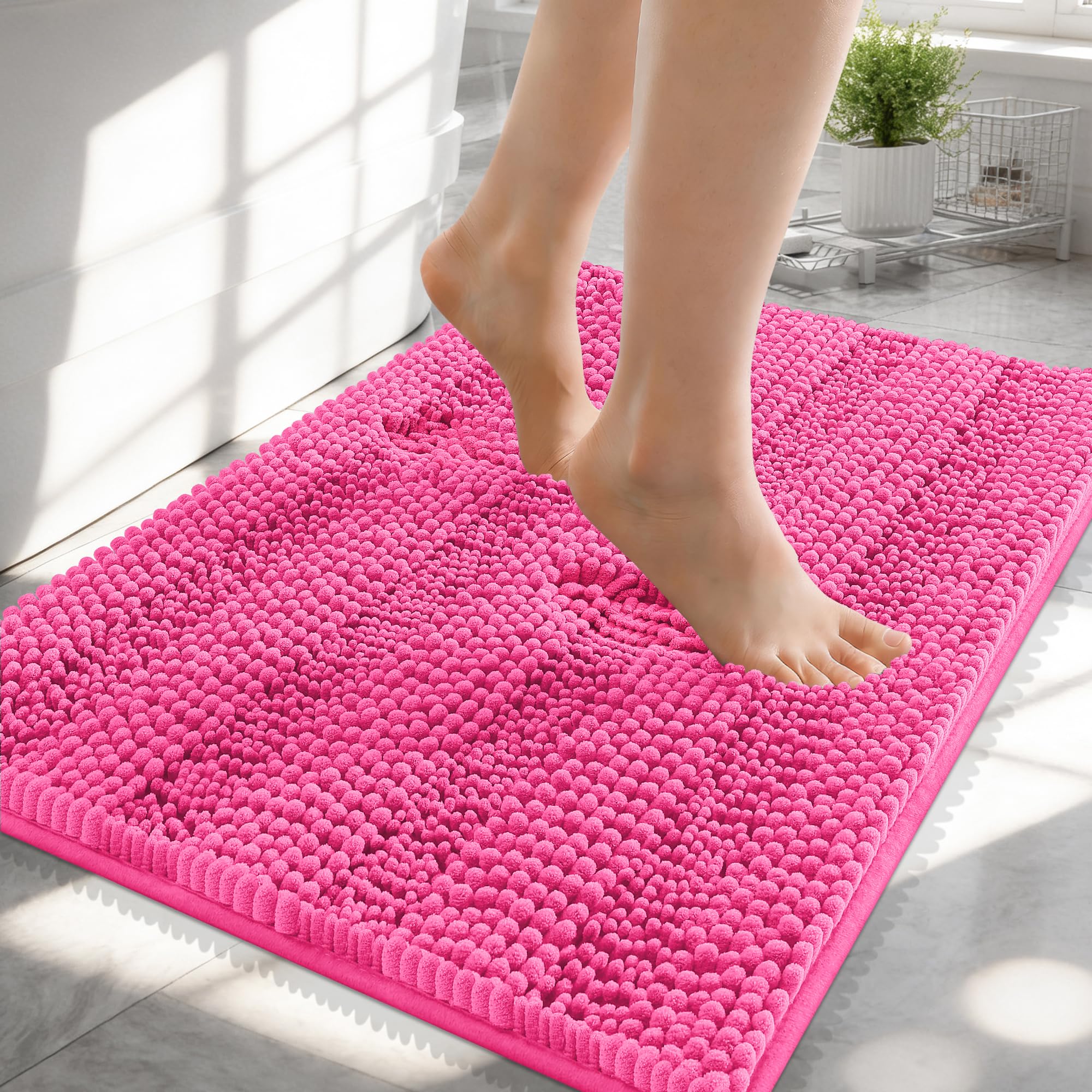 OLANLY Thick Bathroom Rugs 30x20, Extra Soft Absorbent Chenille Striped Bath Rugs, Rubber Backing, Machine Wash Dry, Bath Mats for Bathroom Floor, Tub and Shower, Home Decor Accessories, Grey