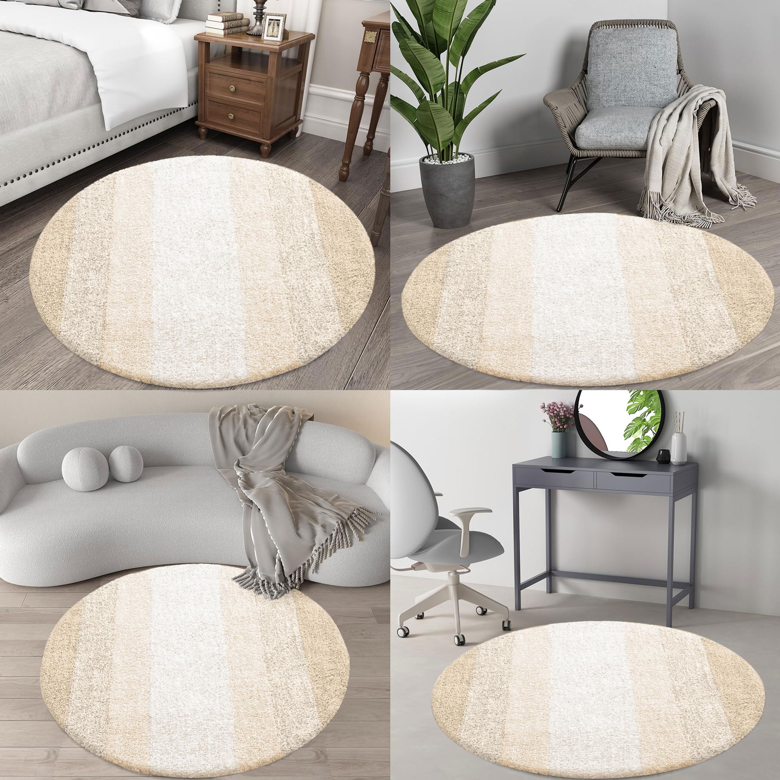 OLANLY 30-inch Round Bathroom Rugs, Extra Soft and Absorbent Microfiber Bath Rugs, Quick Dry Machine Washable Bath Mats for Bathroom Floor, Tub and Shower, Home Decor Accessories, Grey
