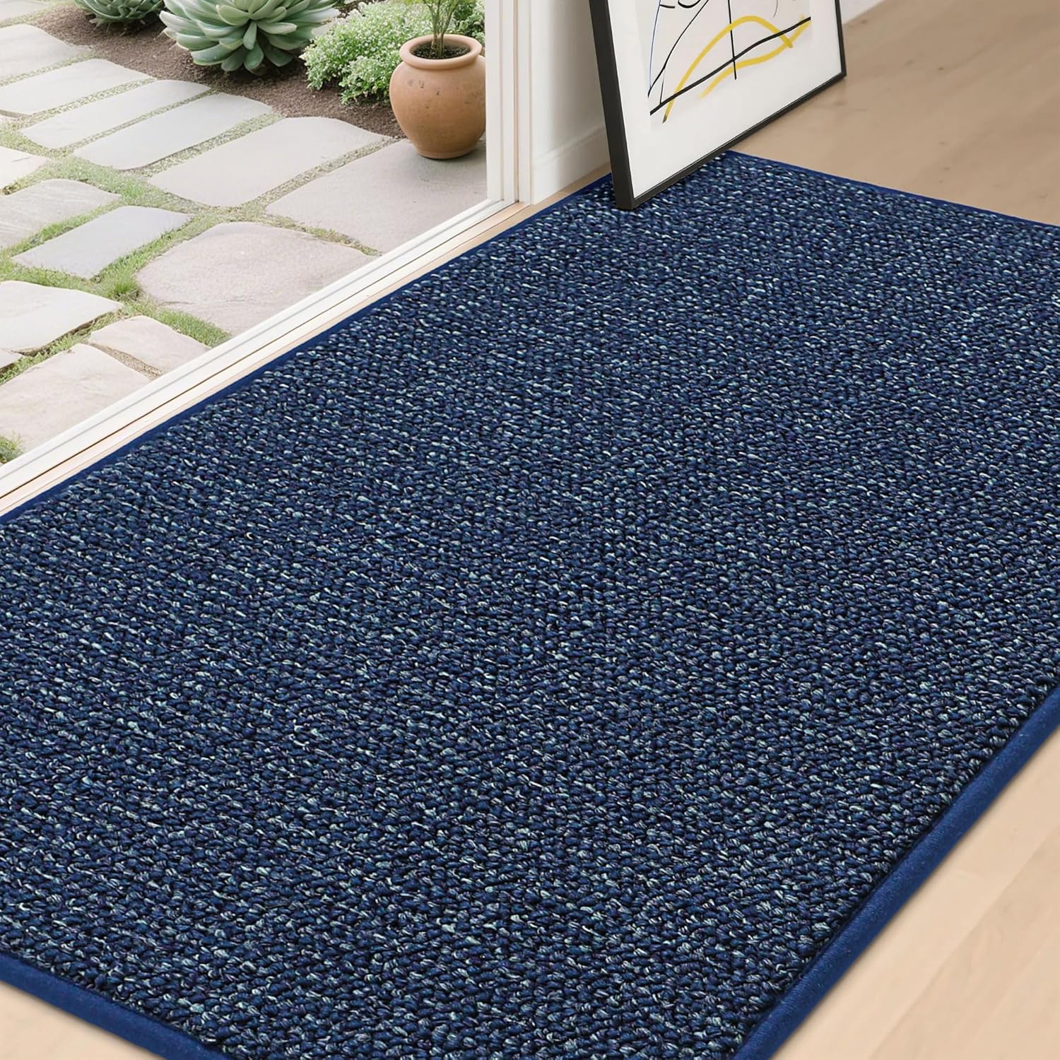 BEQHAUSE Dirt Trapper Door Mat 20" x 32", Non-Slip Washable Doormats Entrance Mat, Dirt Resistant and Absorbent Welcome Mat, Low Profile Floor Mats for Front Back Door and Entryway, Charcoal