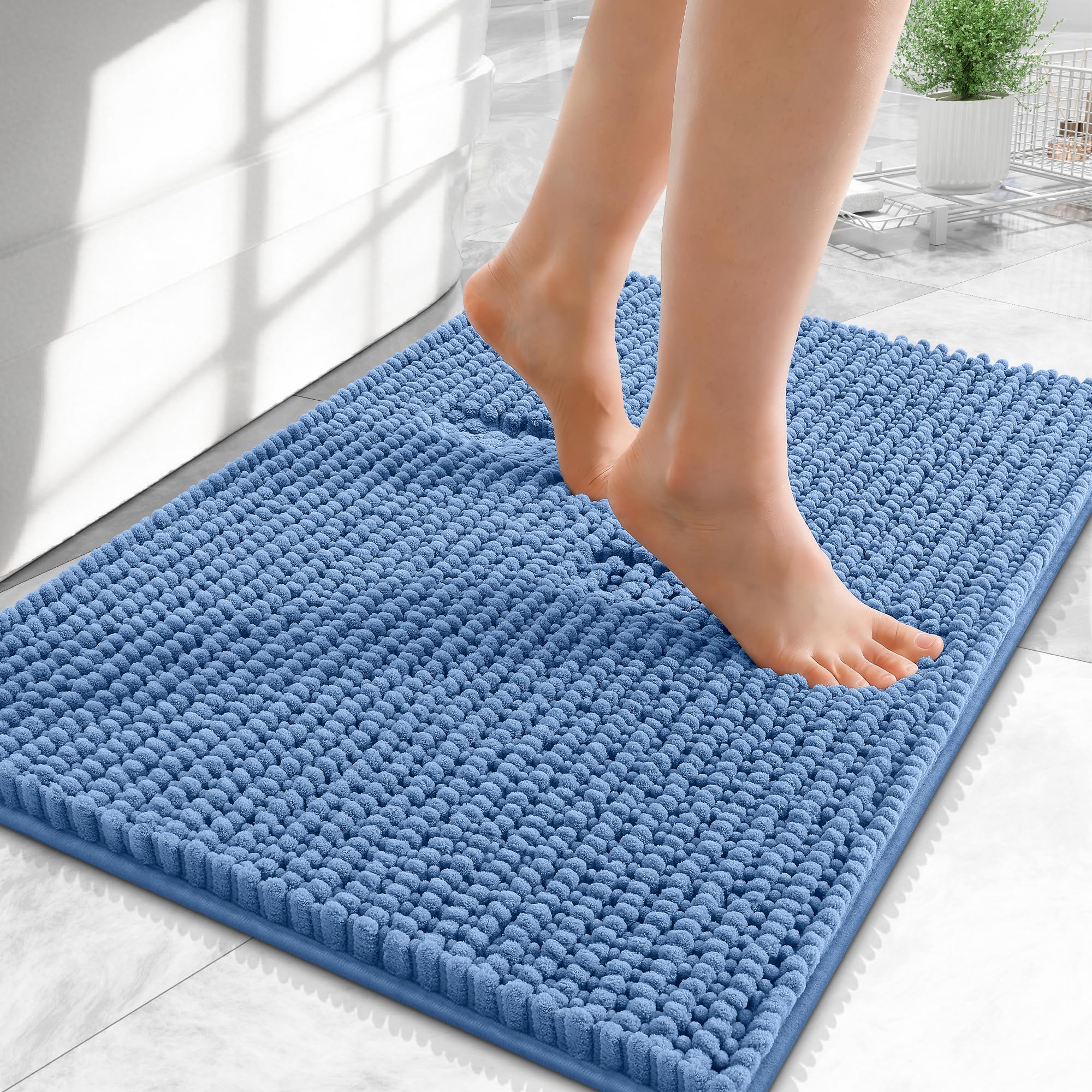 OLANLY Thick Bathroom Rugs 30x20, Extra Soft Absorbent Chenille Bath Rugs, Rubber Backing, Machine Wash Dry, Bath Mats for Bathroom Floor, Tub and Shower, Home Decor Accessories, Grey
