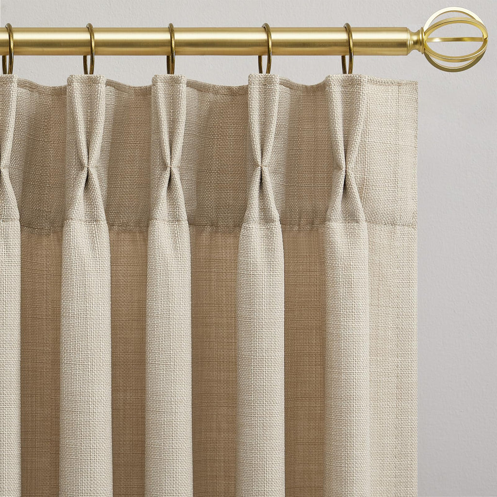 Pinch Pleated Linen Curtains 96 Inches Extra Long Olive Green Drapes, Thick Linen Light Filtering Memory Trained Pleat Curtain for Living Room and Bedroom Privacy 2 Panels Texture with Back Tab