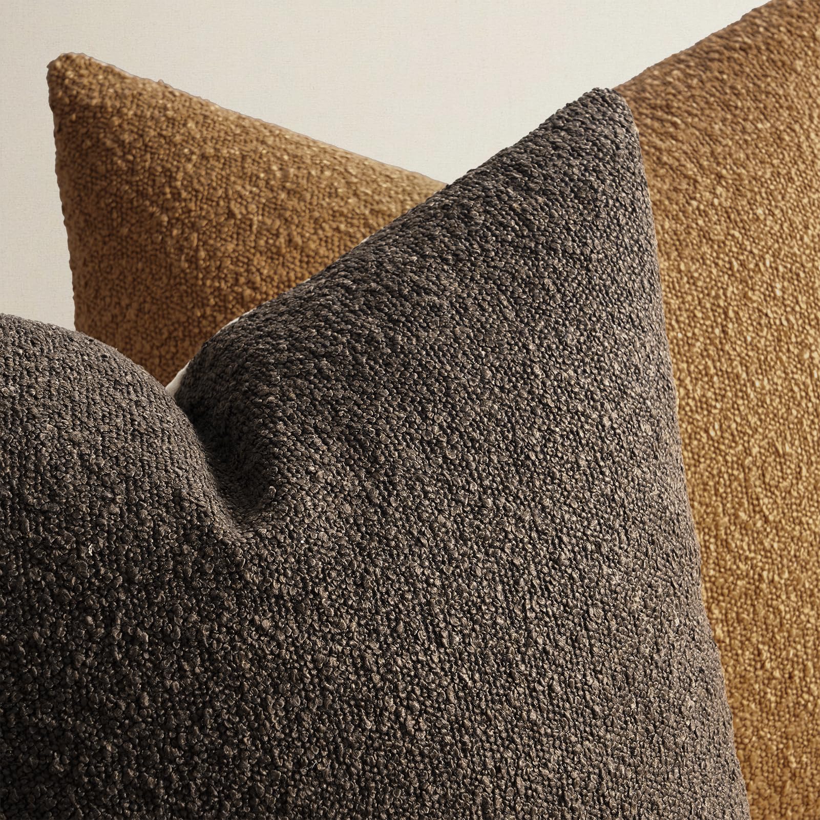 Topfinel Boucle Decorative Pillow Covers 18x18 Inches Set of 4 Neutral Cream Ivory White Pillowcase with Linen Cotton Back Chair Sofa Modern & Minimal Living Room Spring Home Decor