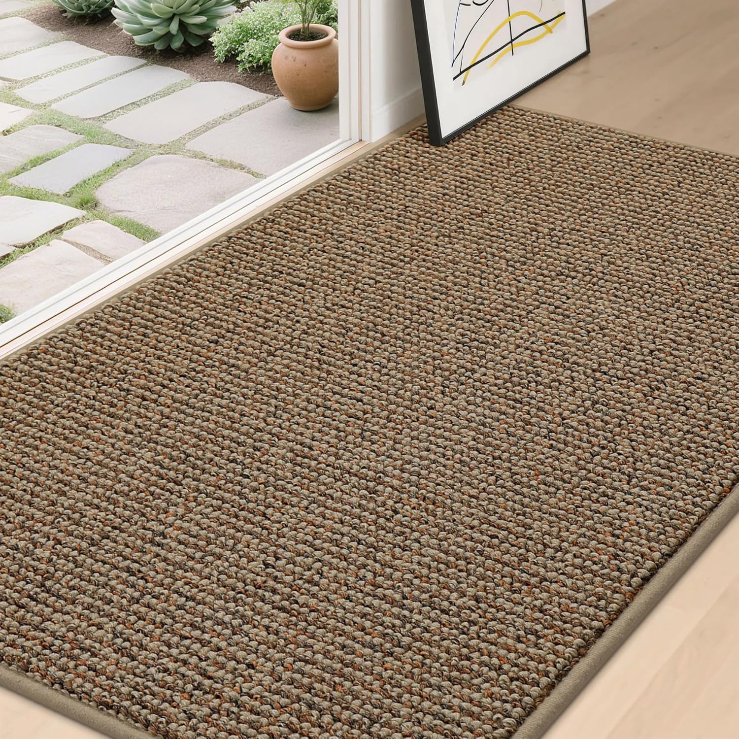 BEQHAUSE Dirt Trapper Door Mat 20" x 32", Non-Slip Washable Doormats Entrance Mat, Dirt Resistant and Absorbent Welcome Mat, Low Profile Floor Mats for Front Back Door and Entryway, Charcoal