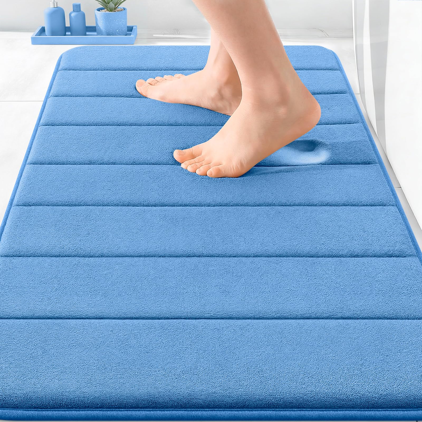 OLANLY Memory Foam Bath Mat 30x20, Super Soft Absorbent Bathroom Rugs, Quick Dry, Machine Washable Shower Floor Rugs, Bathmat Carpet, Bathroom Home Decor Accessories, Grey
