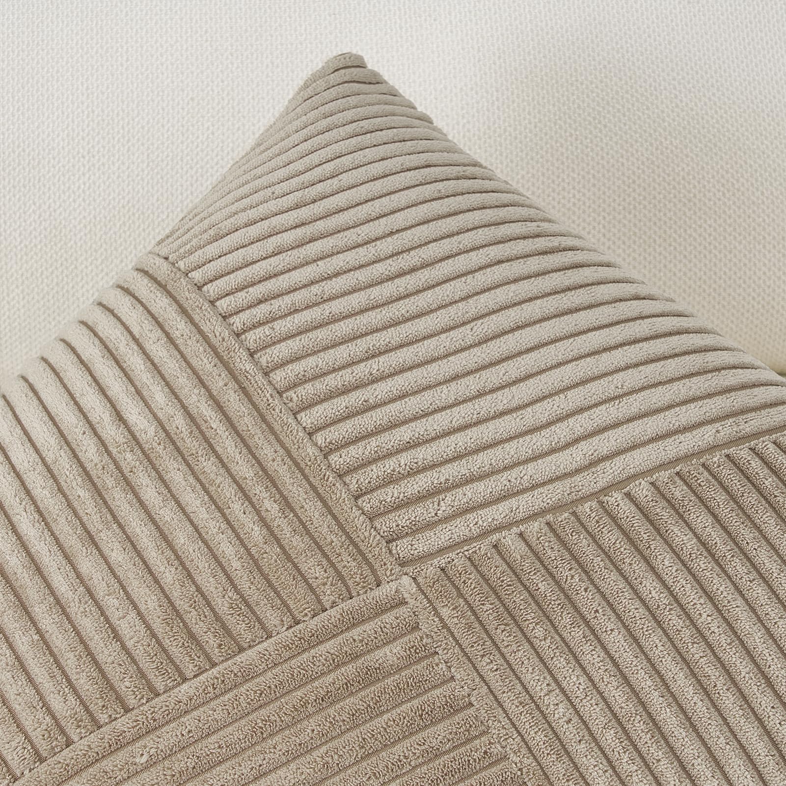 Topfinel Olive Green Decorative Throw Pillow Covers Set of 2 18x18 Inches for Couch Bed Sofa, Boho Aesthetic Home Decor, Soft Corduroy Striped Patchwork Windmill Textured Cushion Cases 45x45 cm