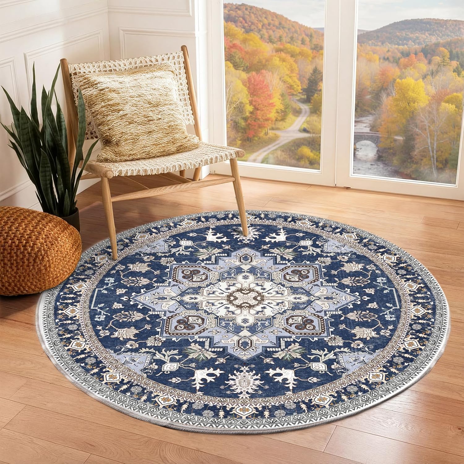 OPPODREAM Soft Area Rugs 5x7, 5x7 Washable Rug with Non Slip Backing, 5 x 7 Faux Cashmere Low-Pile Carpet, Brown