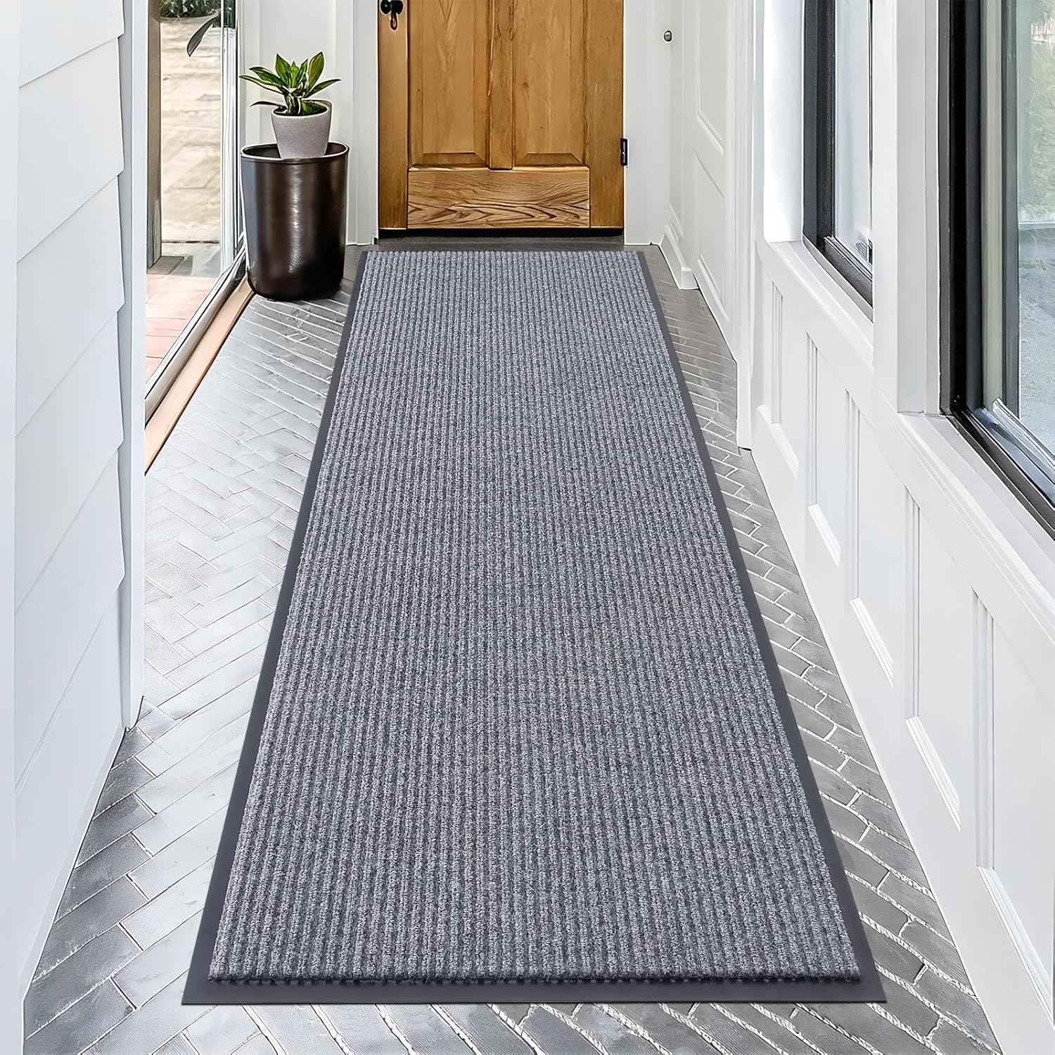 OLANLY Front Door Mat Indoor Outdoor Entrance, Waterproof Heavy Duty Doormat, Fade Resistant, Low Profile, Easy Clean Patio Porch Welcome Floor Mats for Entry, 29.5x17, Beige