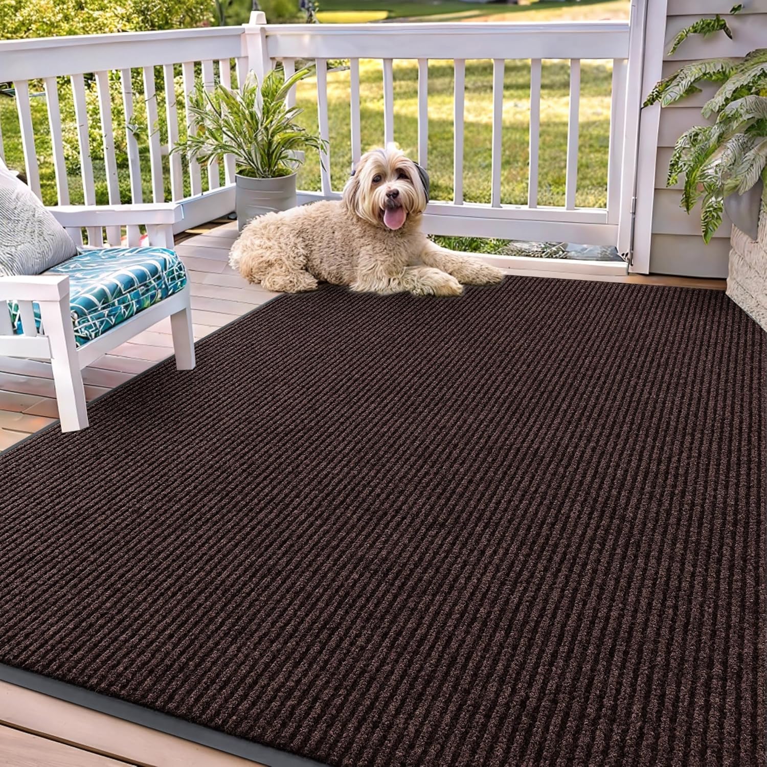 OLANLY Front Door Mat Indoor Outdoor Entrance, Waterproof Heavy Duty Doormat, Fade Resistant, Low Profile, Easy Clean Patio Porch Welcome Floor Mats for Entry, 29.5x17, Beige