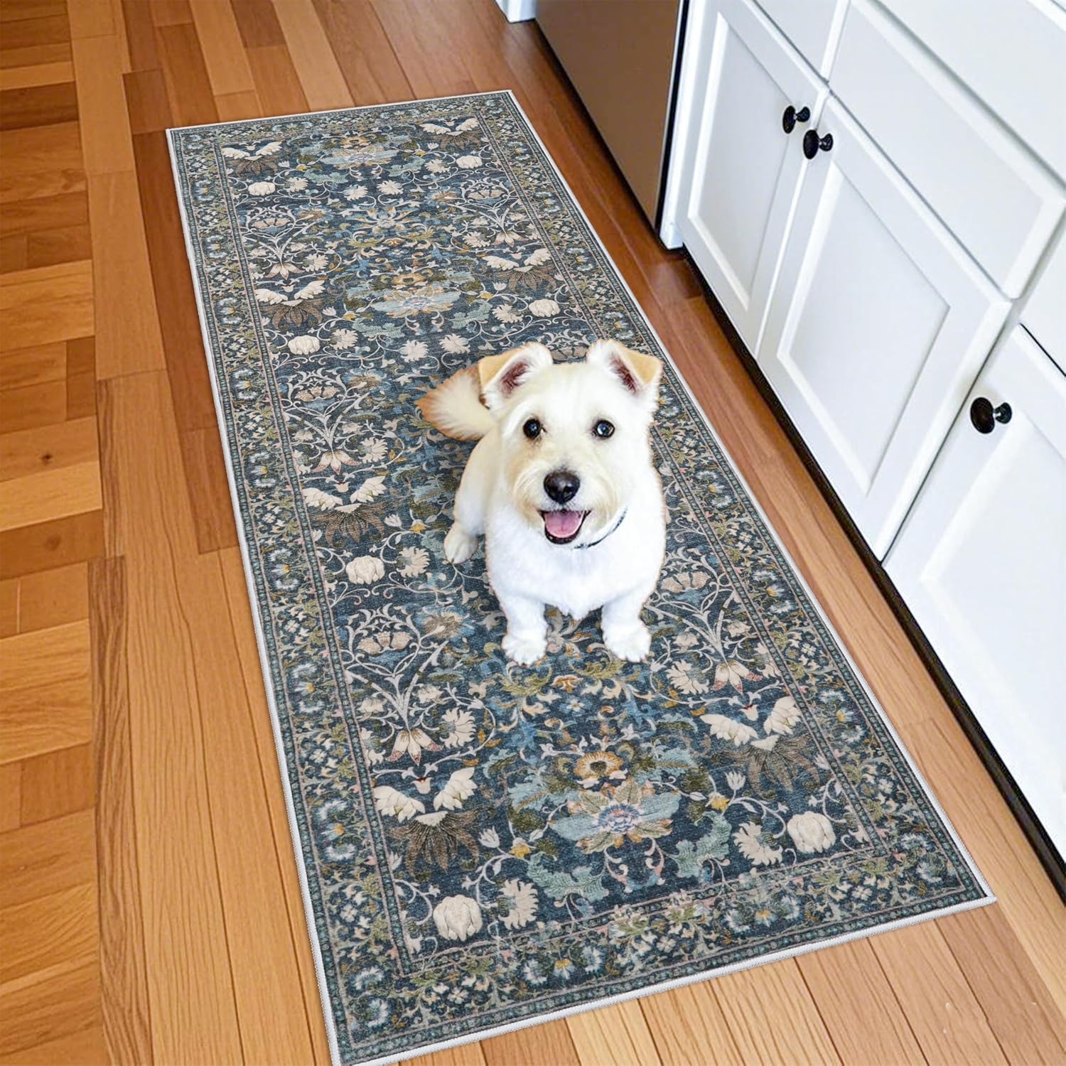 Washable 2x3 Entryway Area Rug - Neutral Kitchen Rug Runner Vintage Soft Floor Mat Non Slip Indoor Farmhouse Carpet for Bathroom Living Room Bedroom (2 X 3, Beige)
