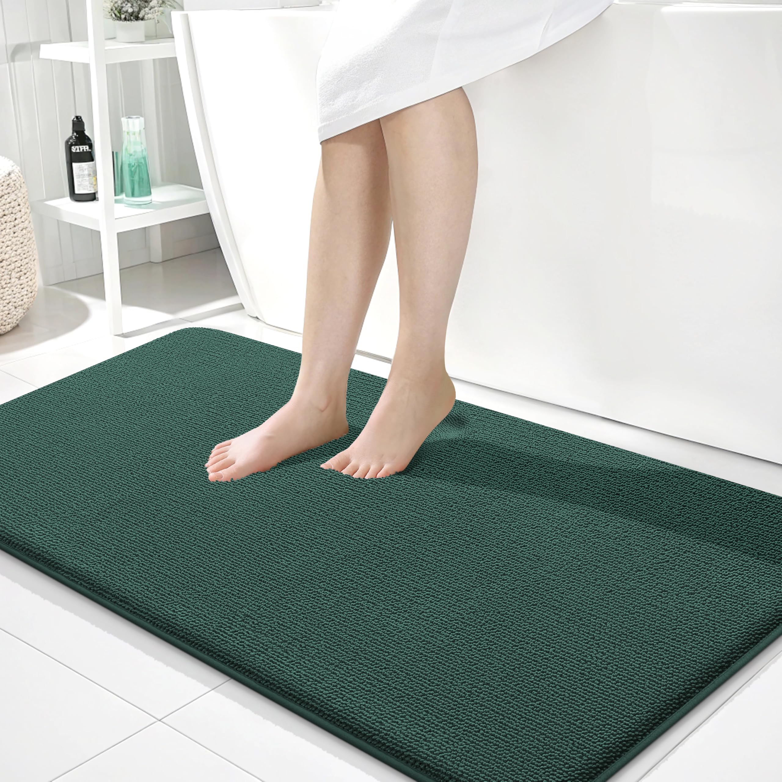 OLANLY Thick Memory Foam Bath Mat Rug 30x20, Extra Soft Absorbent Bathroom Rugs, Quick Dry Bath Mats, Non-Slip, Machine Washable Carpet for Bathroom, Tub and Shower, Home Decor Accessories, Grey