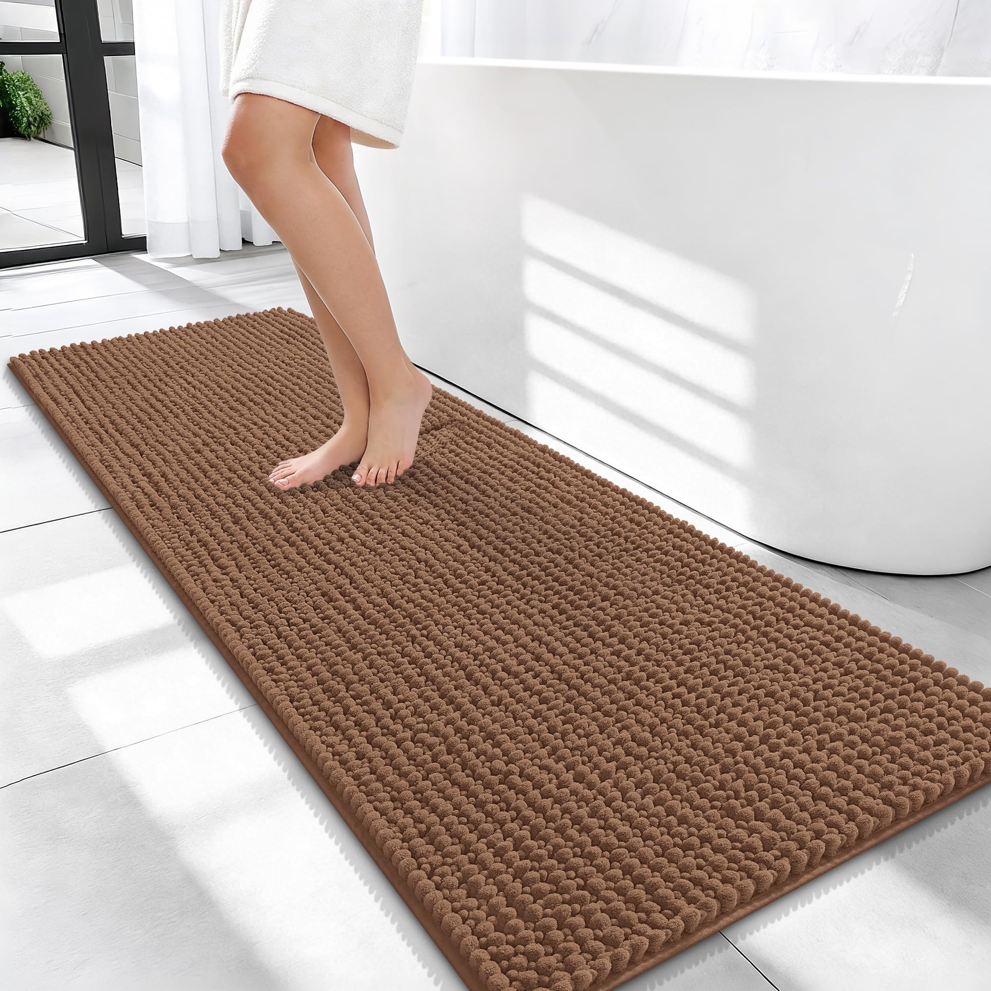 OLANLY Thick Bathroom Rugs 30x20, Extra Soft Absorbent Chenille Bath Rugs, Rubber Backing, Machine Wash Dry, Bath Mats for Bathroom Floor, Tub and Shower, Home Decor Accessories, Grey