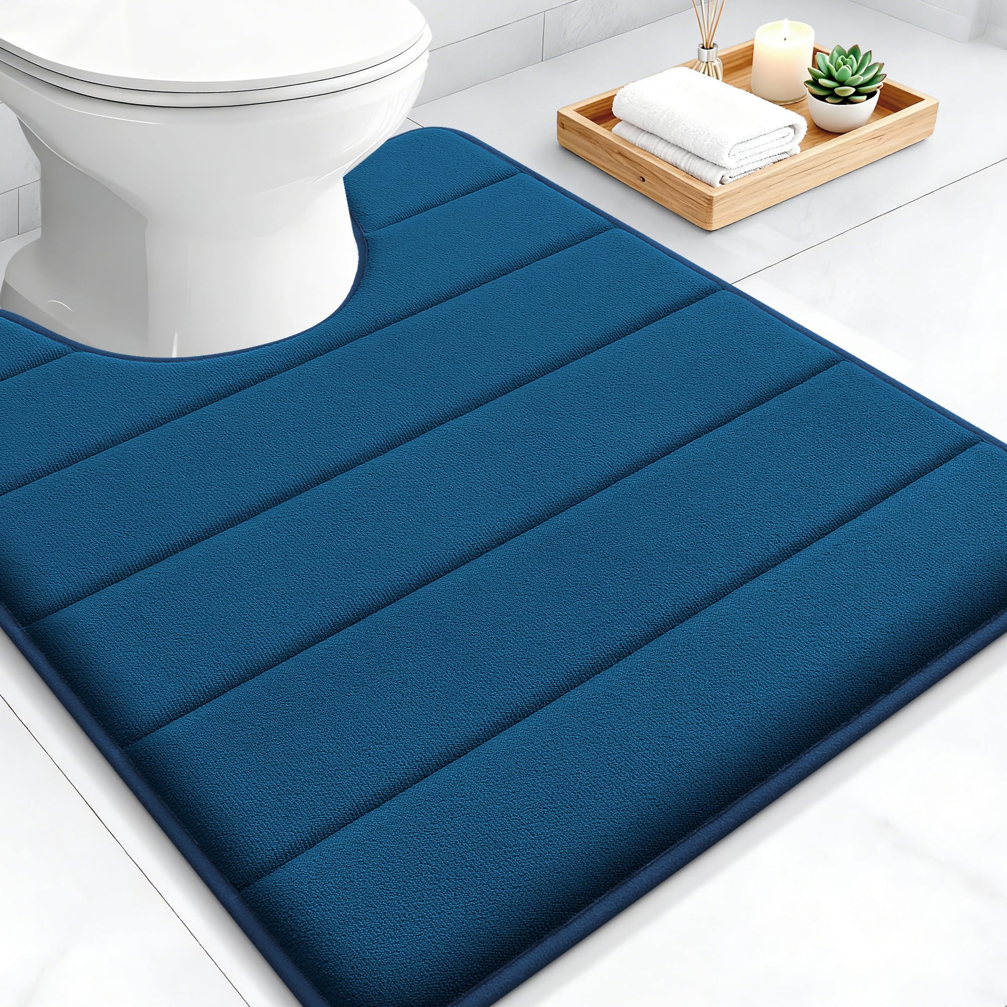 OLANLY Memory Foam Bath Mat 30x20, Super Soft Absorbent Bathroom Rugs, Quick Dry, Machine Washable Shower Floor Rugs, Bathmat Carpet, Bathroom Home Decor Accessories, Grey