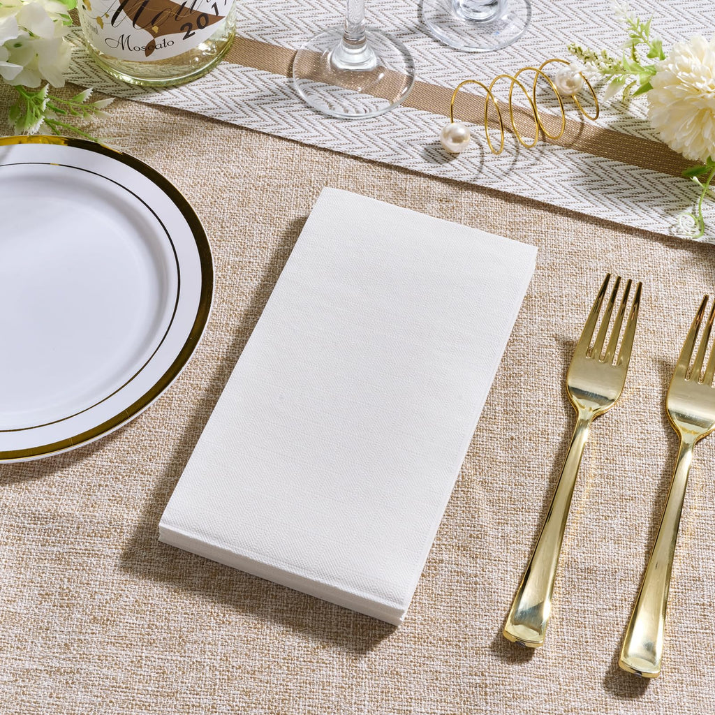 Vplus 510 Pack Paper Napkins Guest Towels Disposable Premium Quality 2-ply Dinner Napkins Disposable Soft, Absorbent, for Kitchen, Parties, Dinners or Events(White)